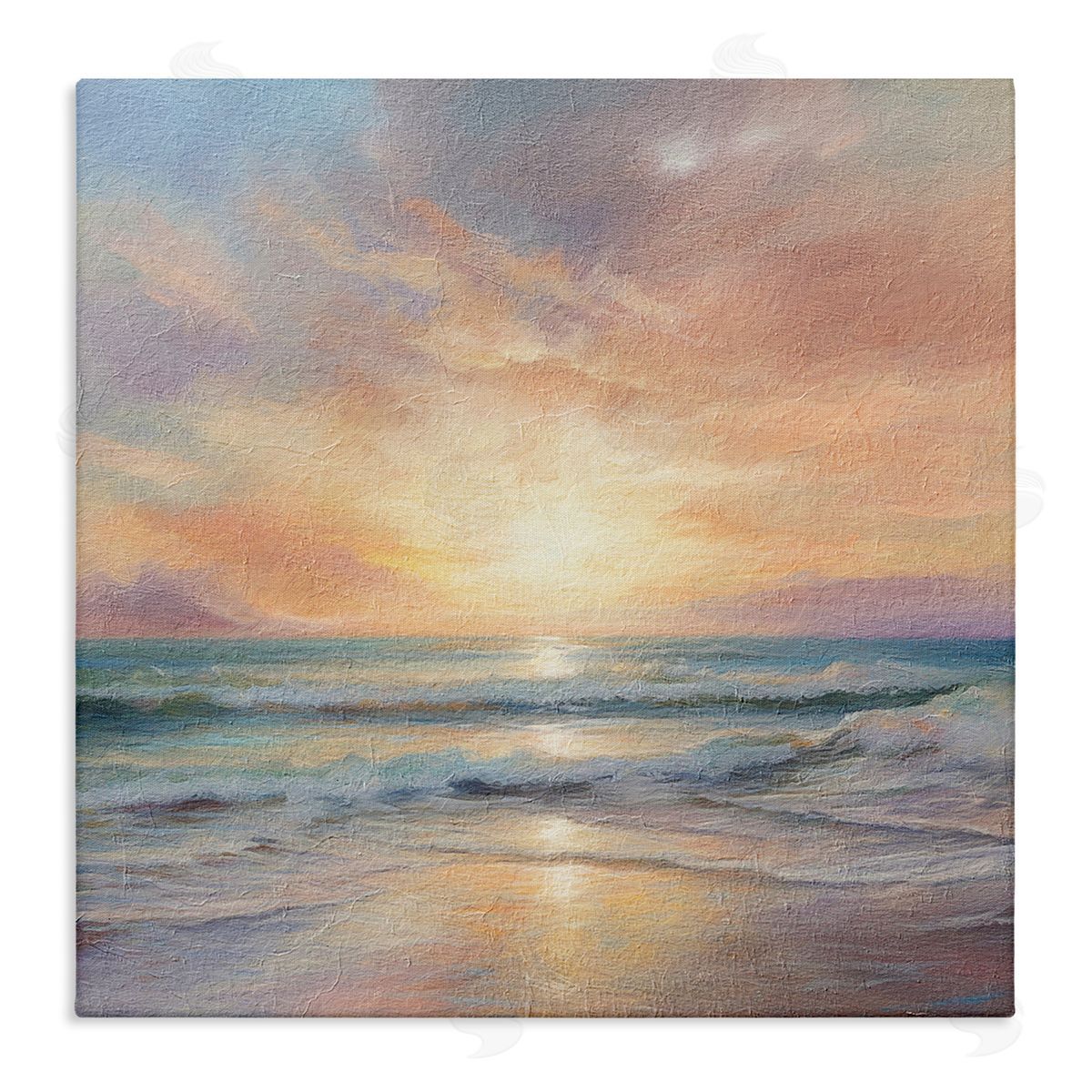 LSR Design Studio Coastal Sunset Reflection Stretched Canvas Wall Art Print