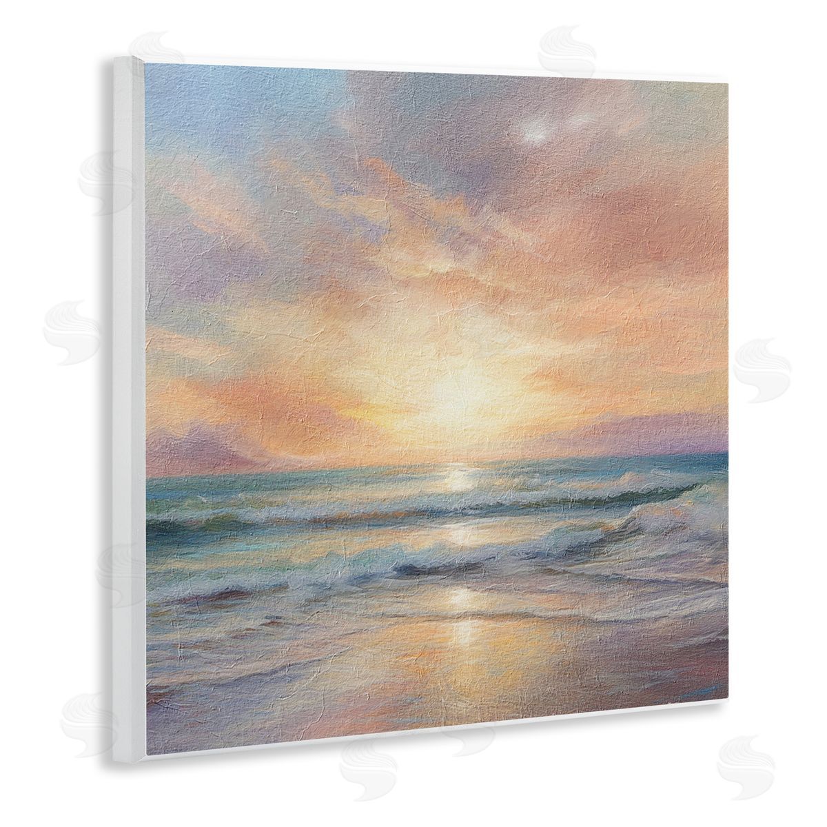 LSR Design Studio Coastal Sunset Reflection Wooden Wall Plaque Art Print