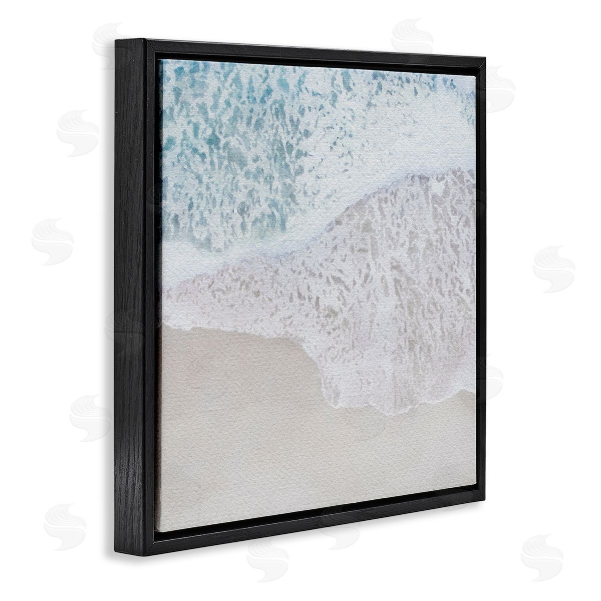 LSR Design Studio Foamy Ocean Waves Black Floating Frame Canvas Wall Art Print
