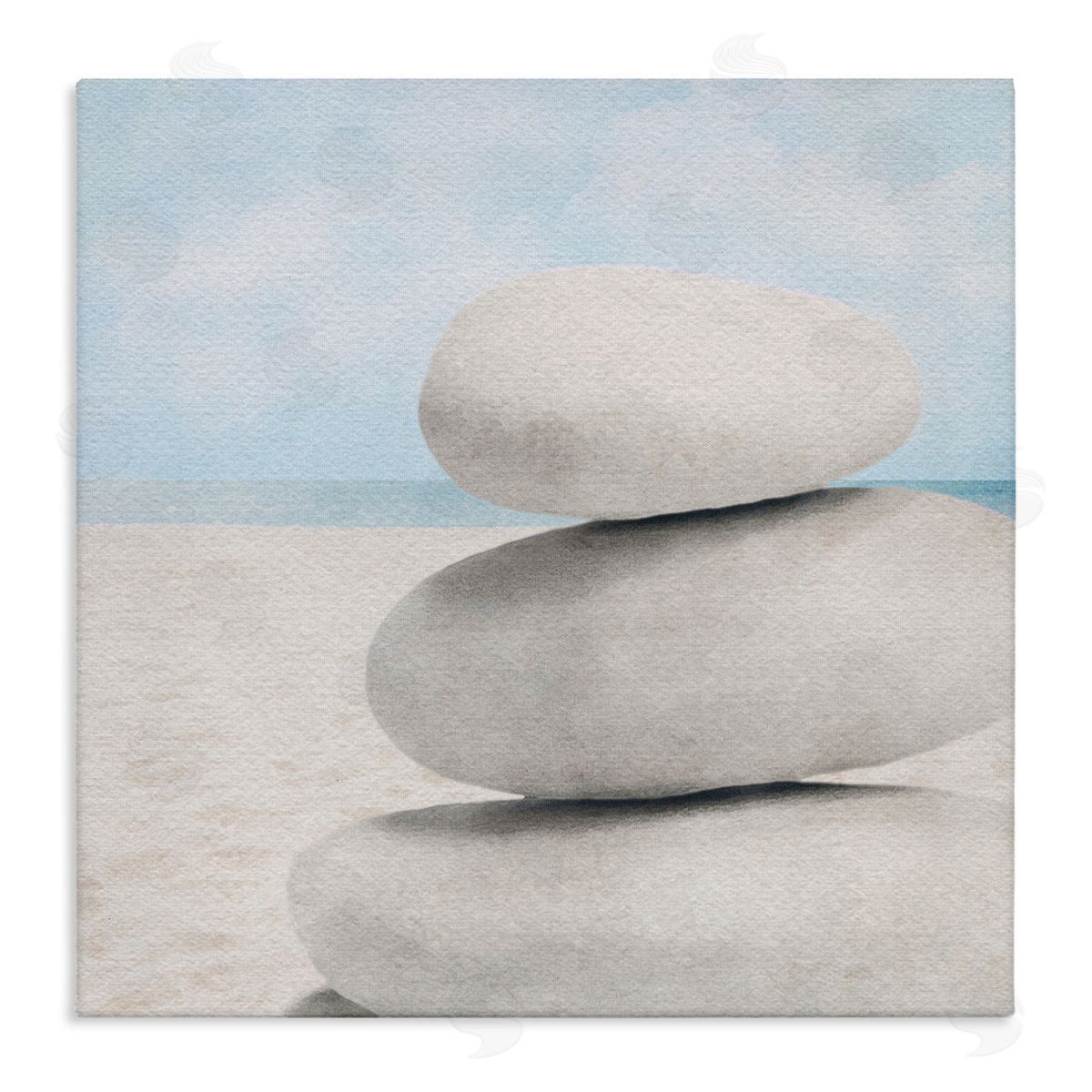 LSR Design Studio Coastal Stacked Rocks Stretched Canvas Wall Art Print