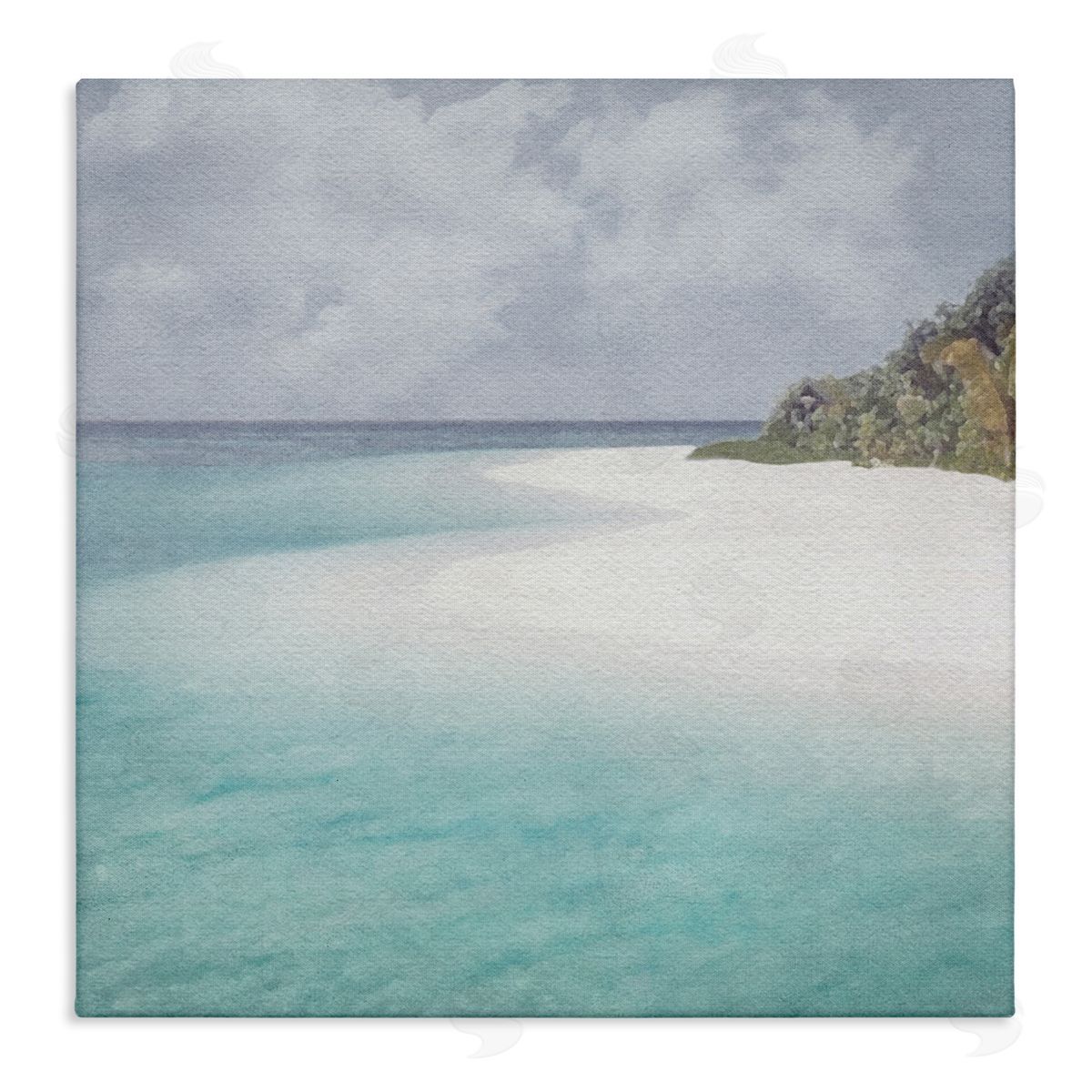 LSR Design Studio Lagoon Shore Watercolor Stretched Canvas Wall Art Print