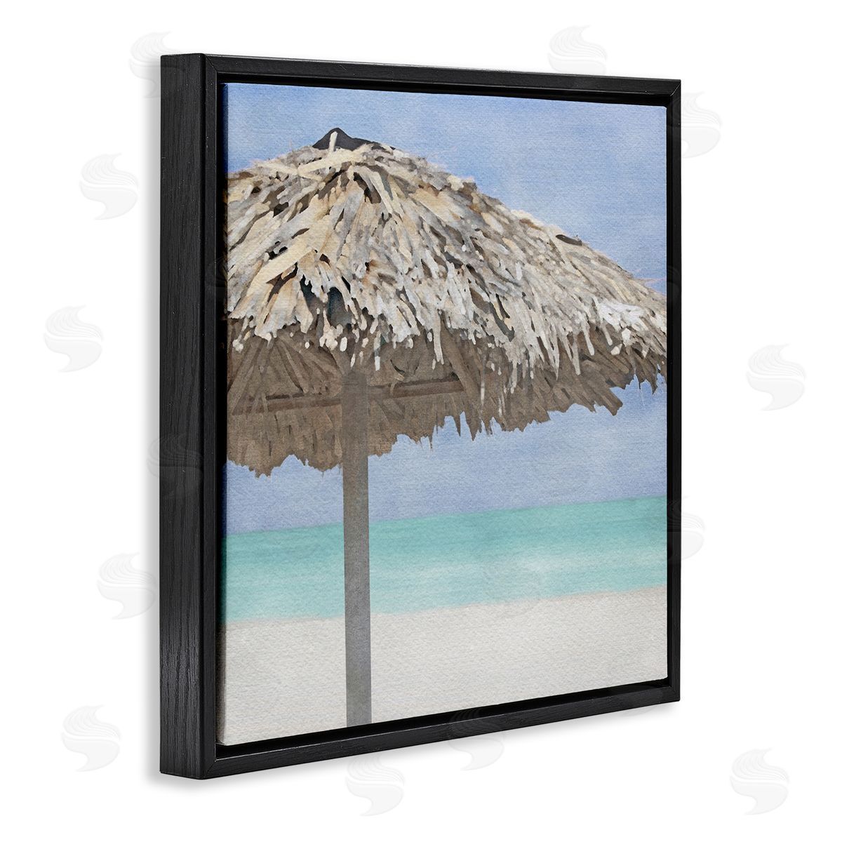LSR Design Studio Tropical Beach Canopy Black Floating Frame Canvas Wall Art Print