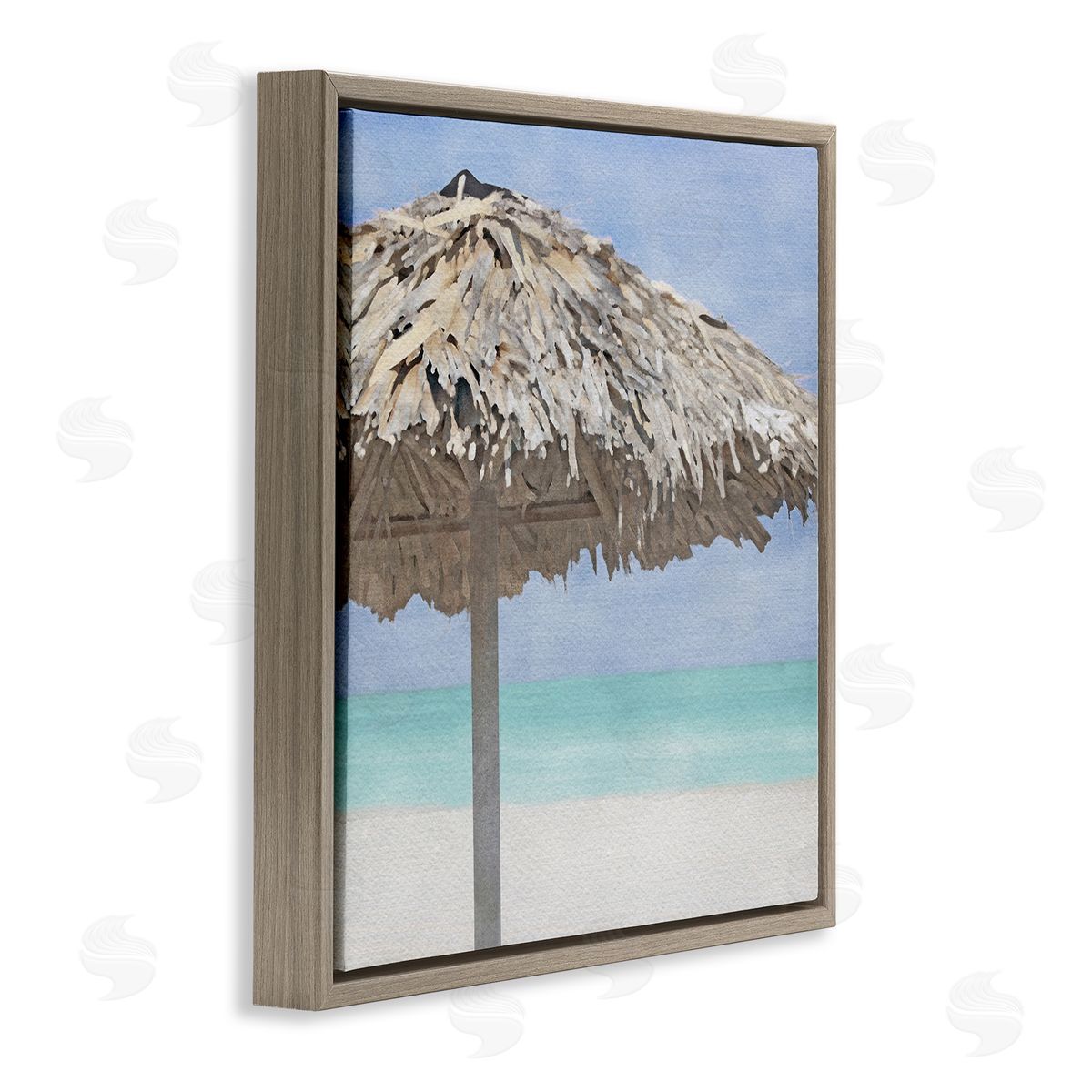 LSR Design Studio Tropical Beach Canopy Brown Floating Frame Canvas Wall Art Print
