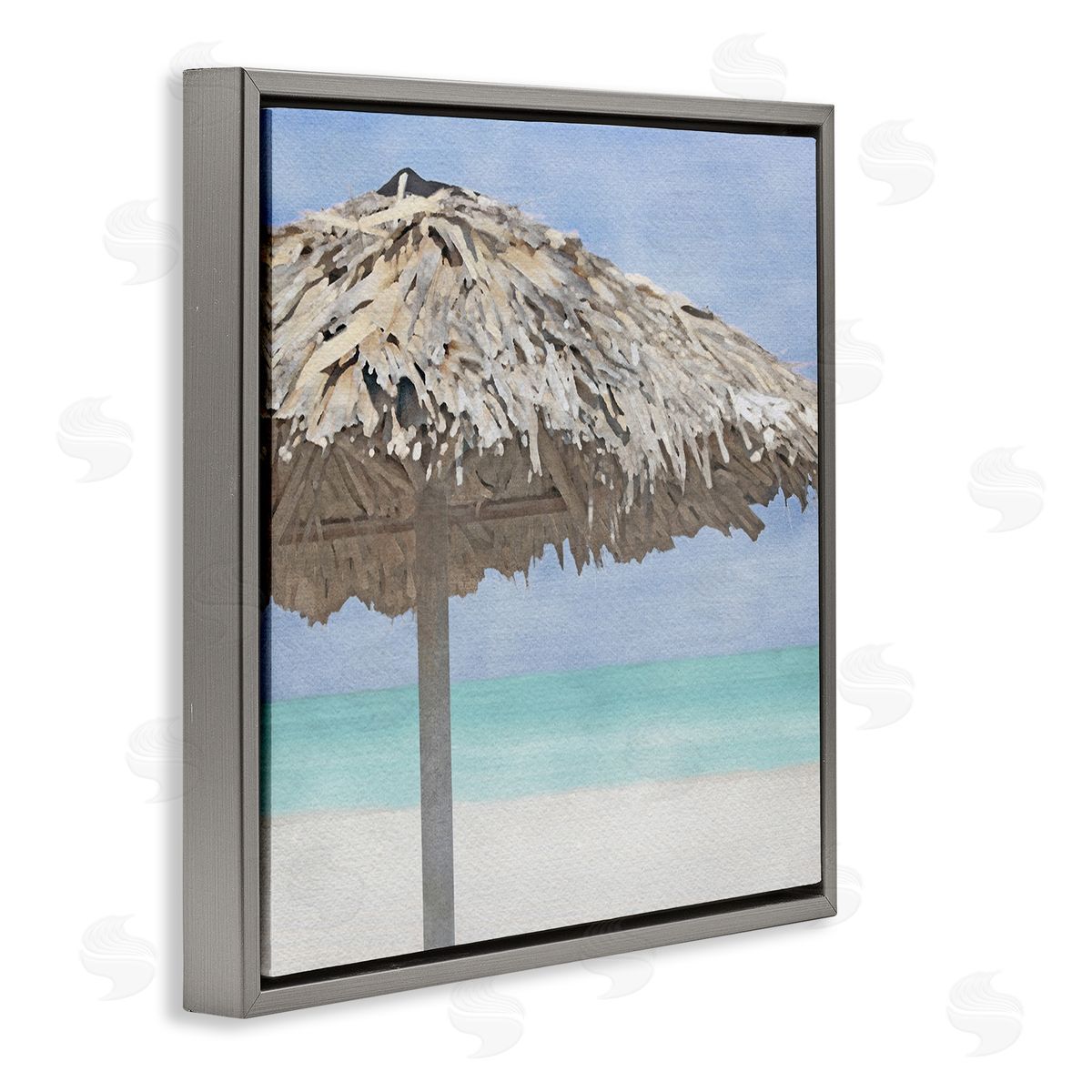 LSR Design Studio Tropical Beach Canopy Gray Floating Frame Canvas Wall Art Print