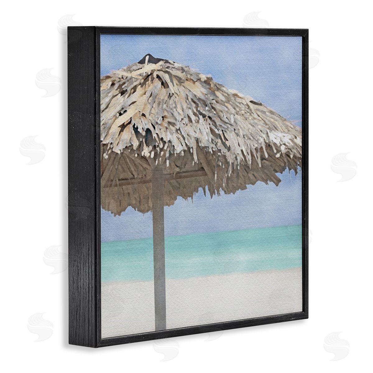LSR Design Studio Tropical Beach Canopy Black Framed Glicee Wall Art Print