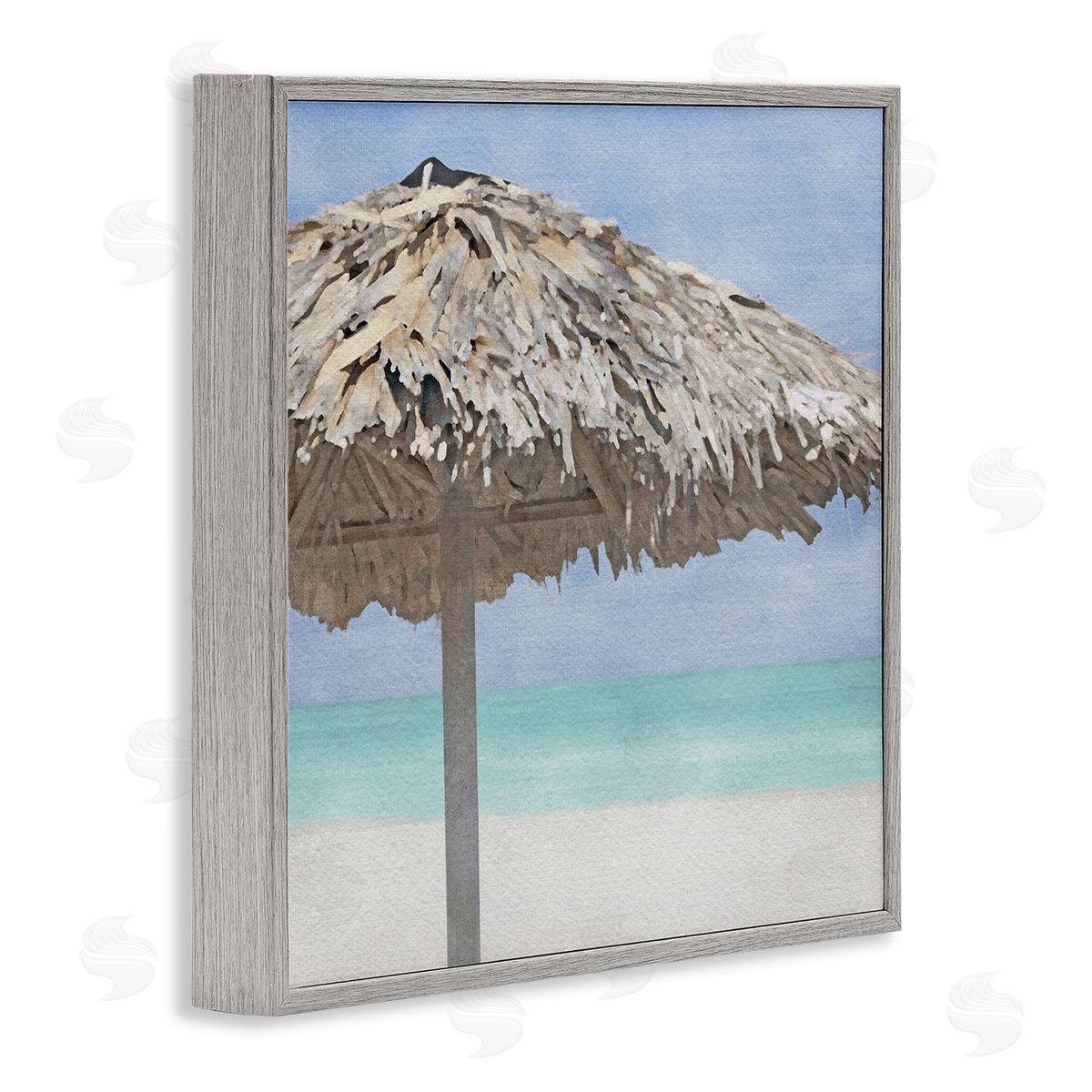 LSR Design Studio Tropical Beach Canopy Gray Framed Glicee Wall Art Print