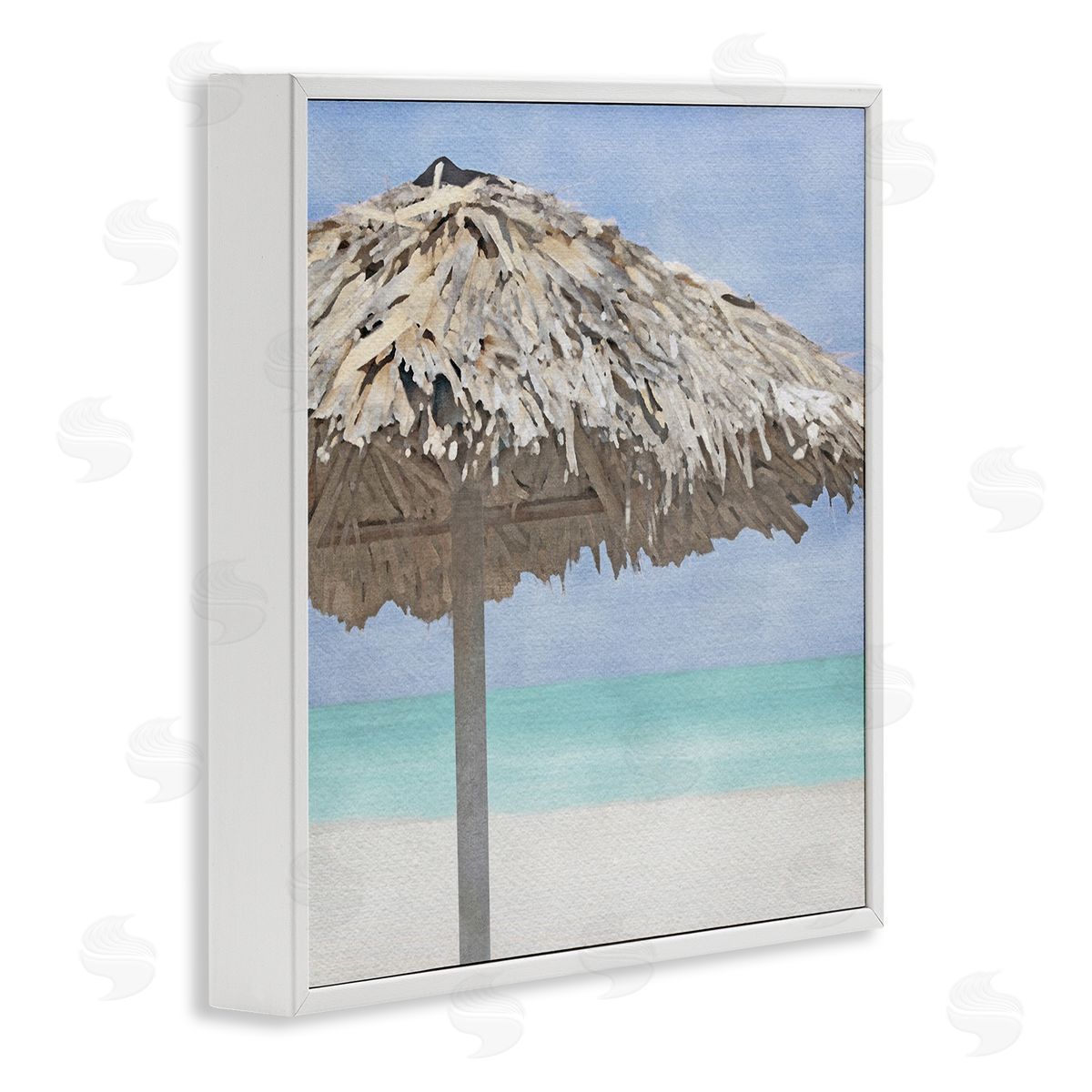 LSR Design Studio Tropical Beach Canopy White Framed Glicee Wall Art Print