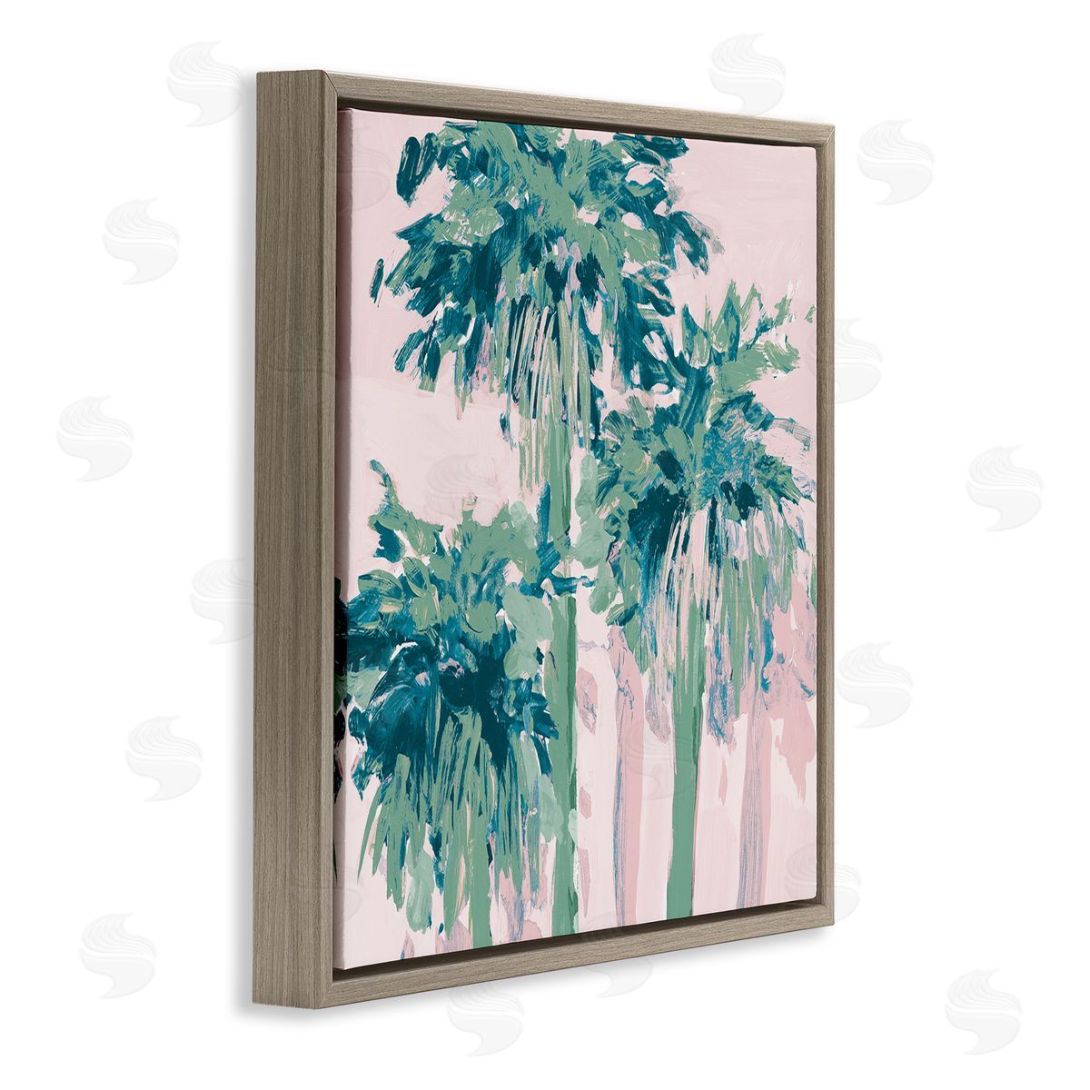 Jane Slivka Abstract Palms Trees Brown Floating Frame Canvas Wall Art Print