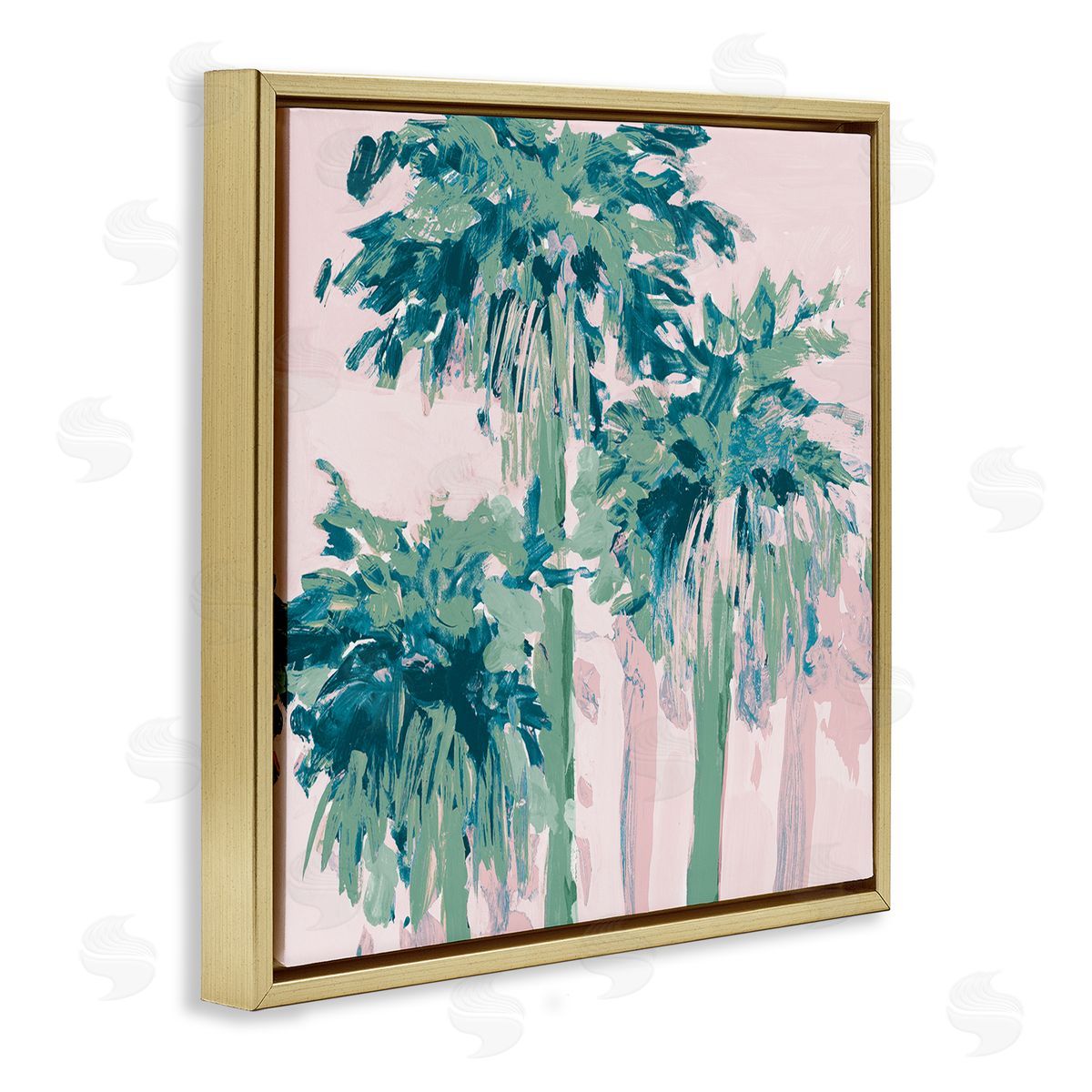 Jane Slivka Abstract Palms Trees Gold Floating Frame Canvas Wall Art Print