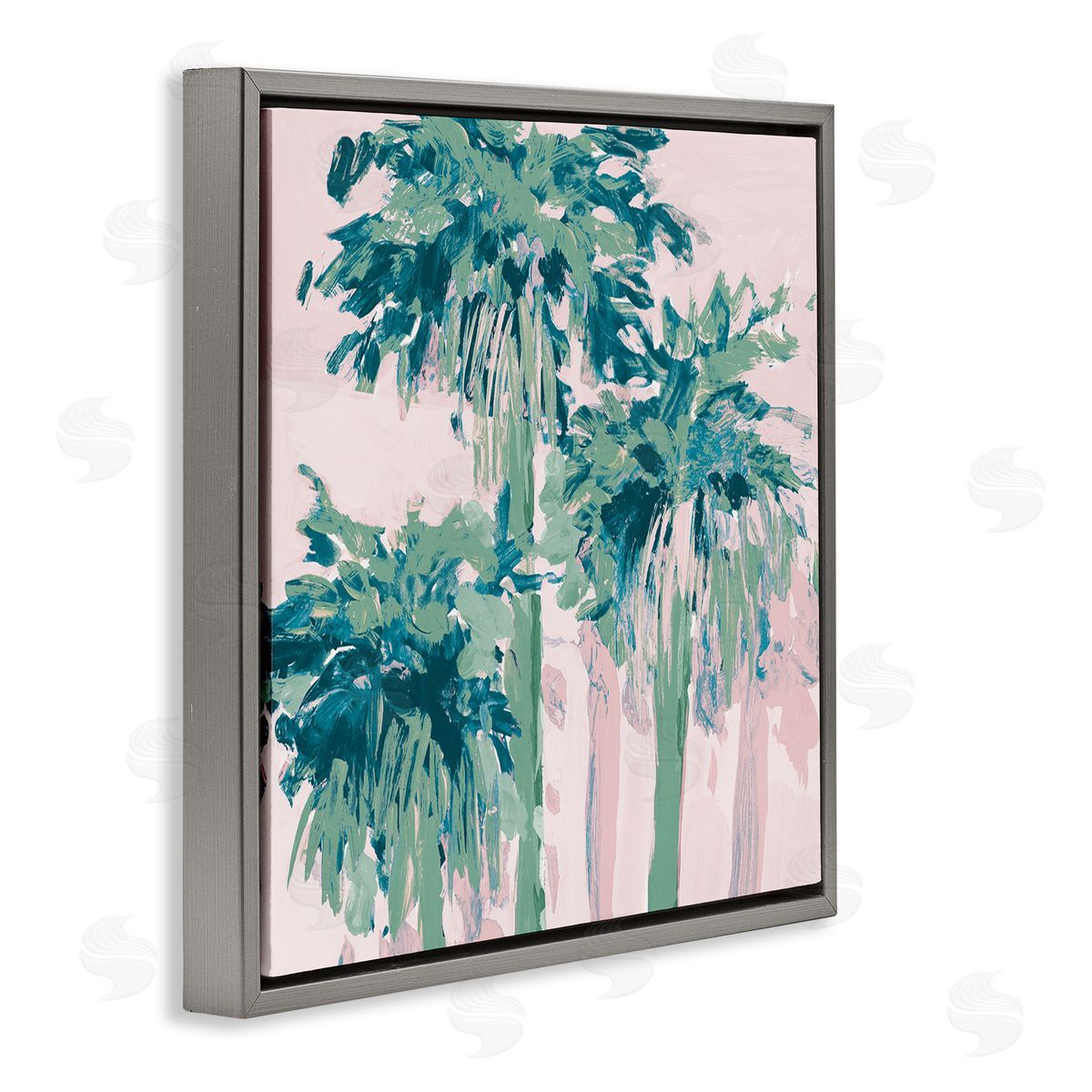 Jane Slivka Abstract Palms Trees Gray Floating Frame Canvas Wall Art Print