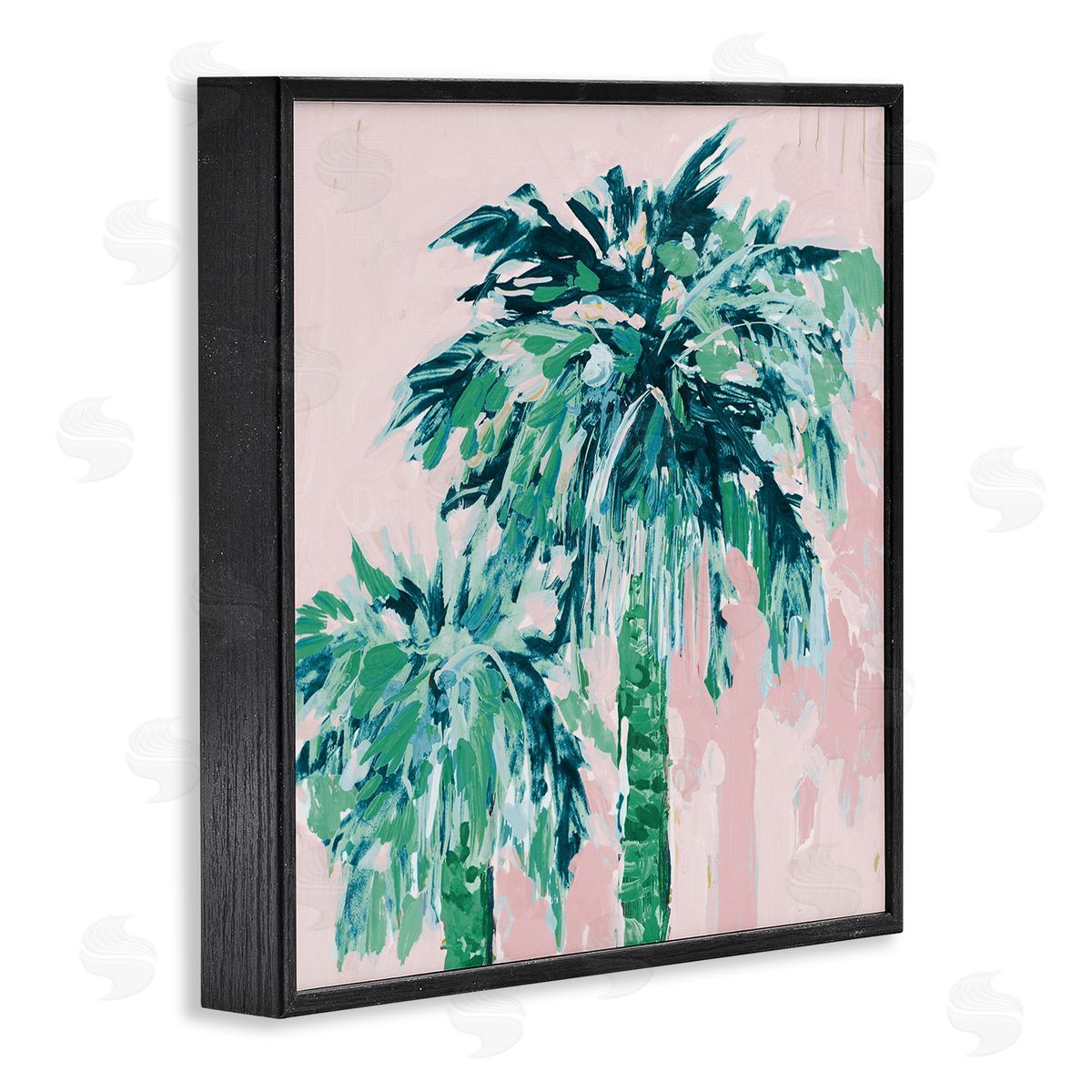 Jane Slivka Modern Green & Pink Palms Black Framed Glicee Wall Art Print