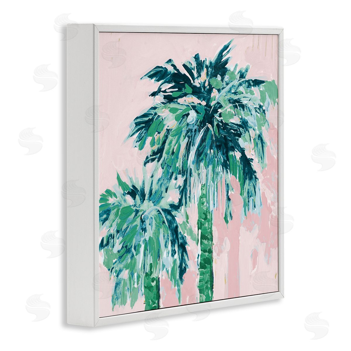 Jane Slivka Modern Green & Pink Palms White Framed Glicee Wall Art Print