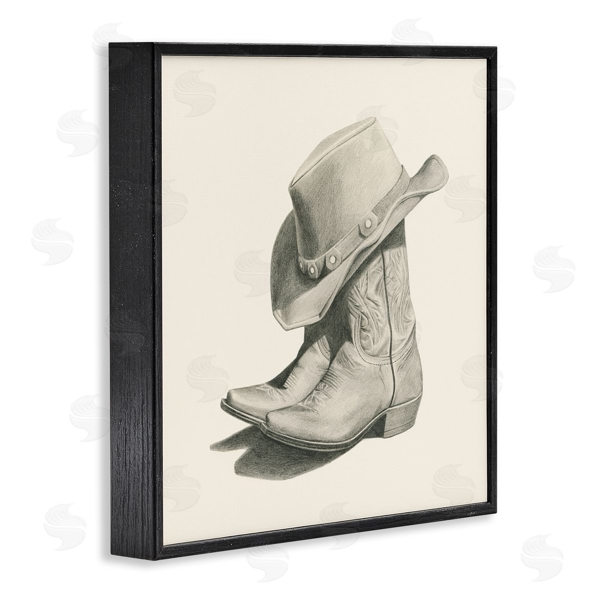 Grace Popp Cowboy Boots Drawing Black Framed Glicee Wall Art Print