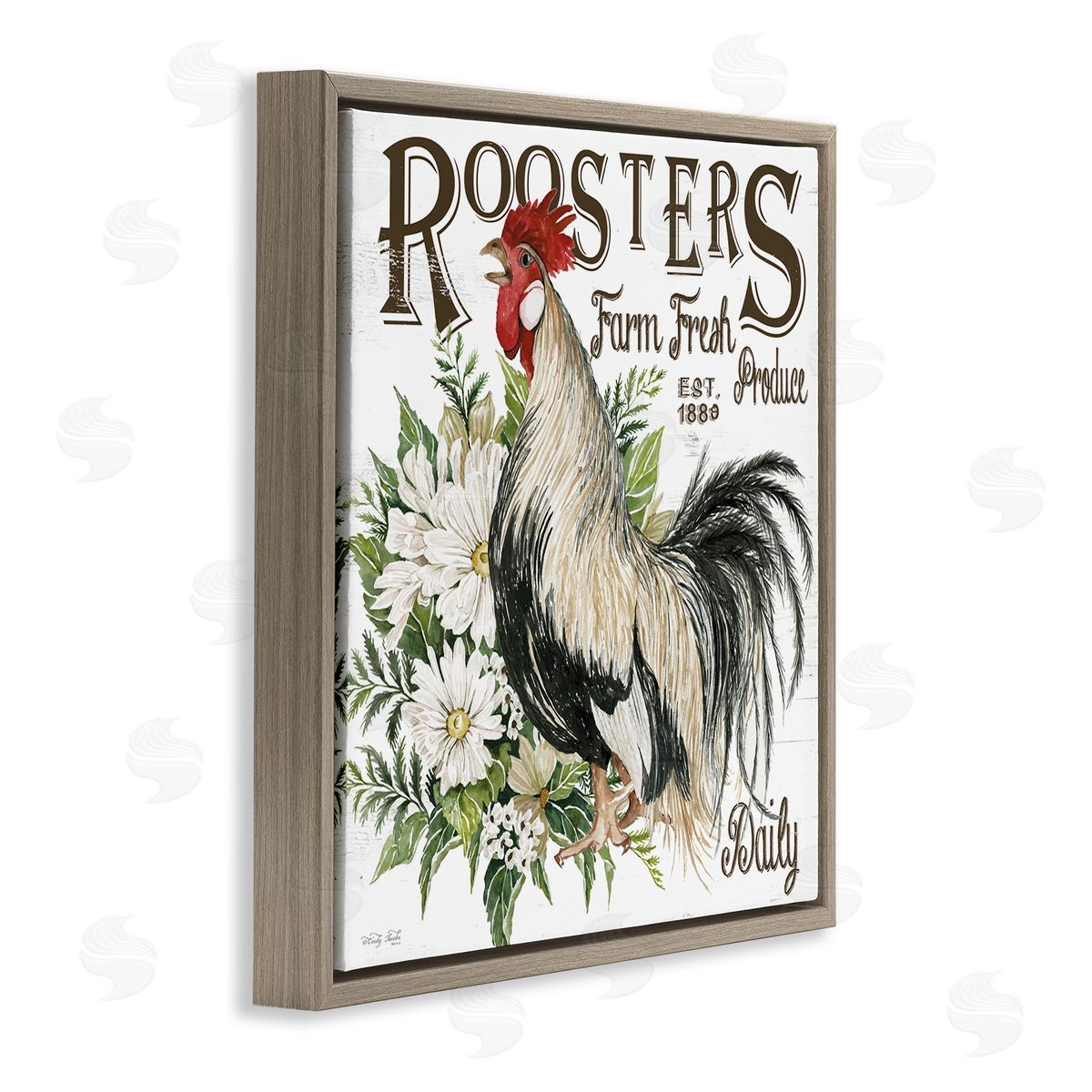 Cindy Jacobs Farm Fresh Produce Phrase Brown Floating Frame Canvas Wall Art Print