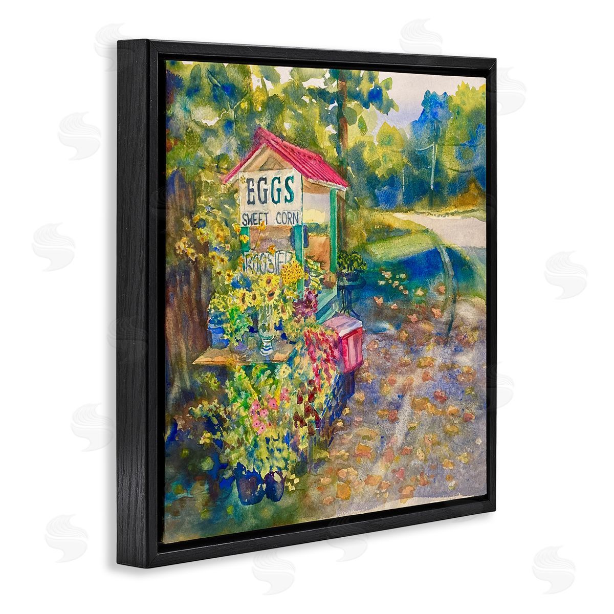 MB Cunningham Farm Stand Painting Black Floating Frame Canvas Wall Art Print