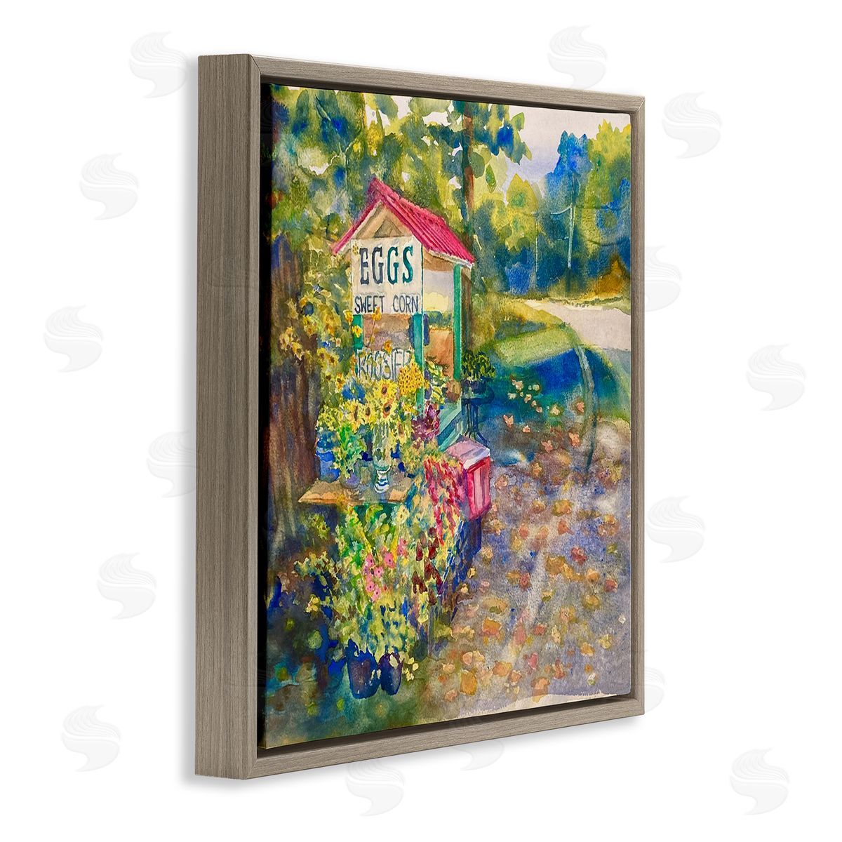 MB Cunningham Farm Stand Painting Brown Floating Frame Canvas Wall Art Print