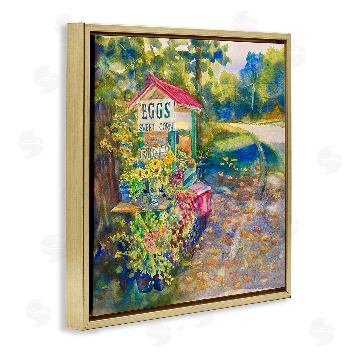 MB Cunningham Farm Stand Painting Gold Floating Frame Canvas Wall Art Print