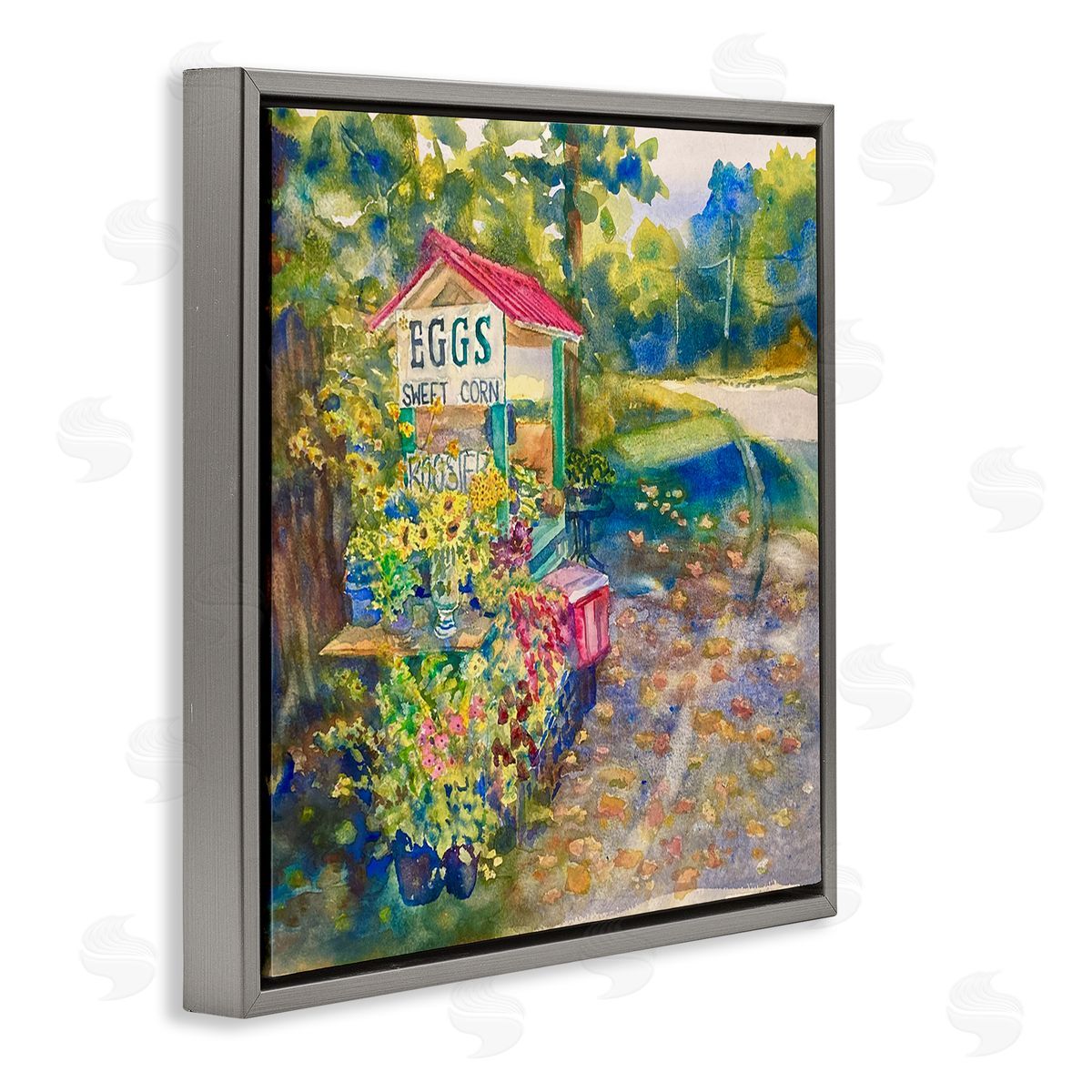 MB Cunningham Farm Stand Painting Gray Floating Frame Canvas Wall Art Print