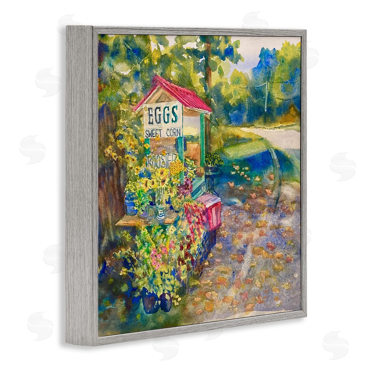 MB Cunningham Farm Stand Painting Gray Framed Glicee Wall Art Print