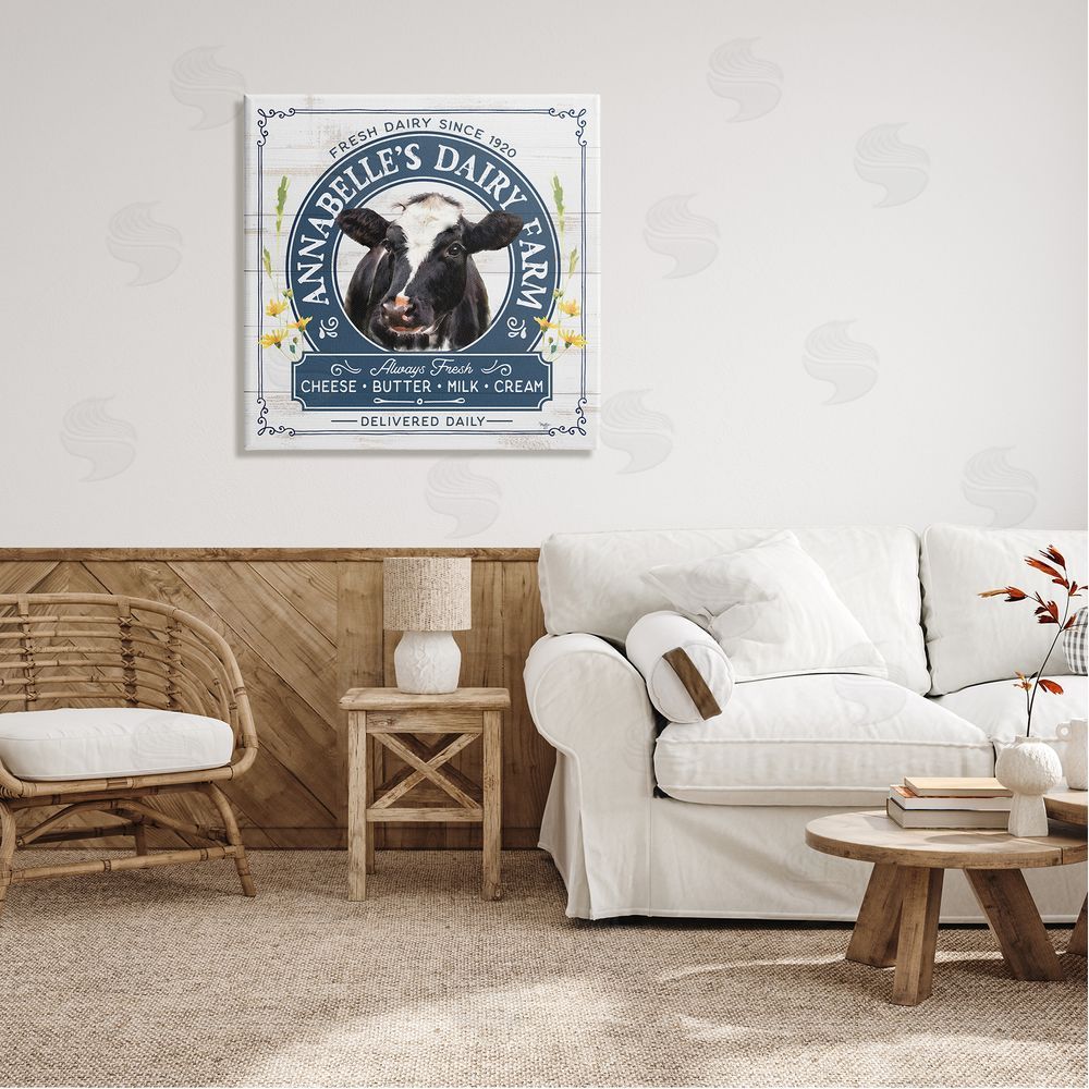 Mollie B. Rustic Dairy Farm Ad Canvas Wall Art in Room