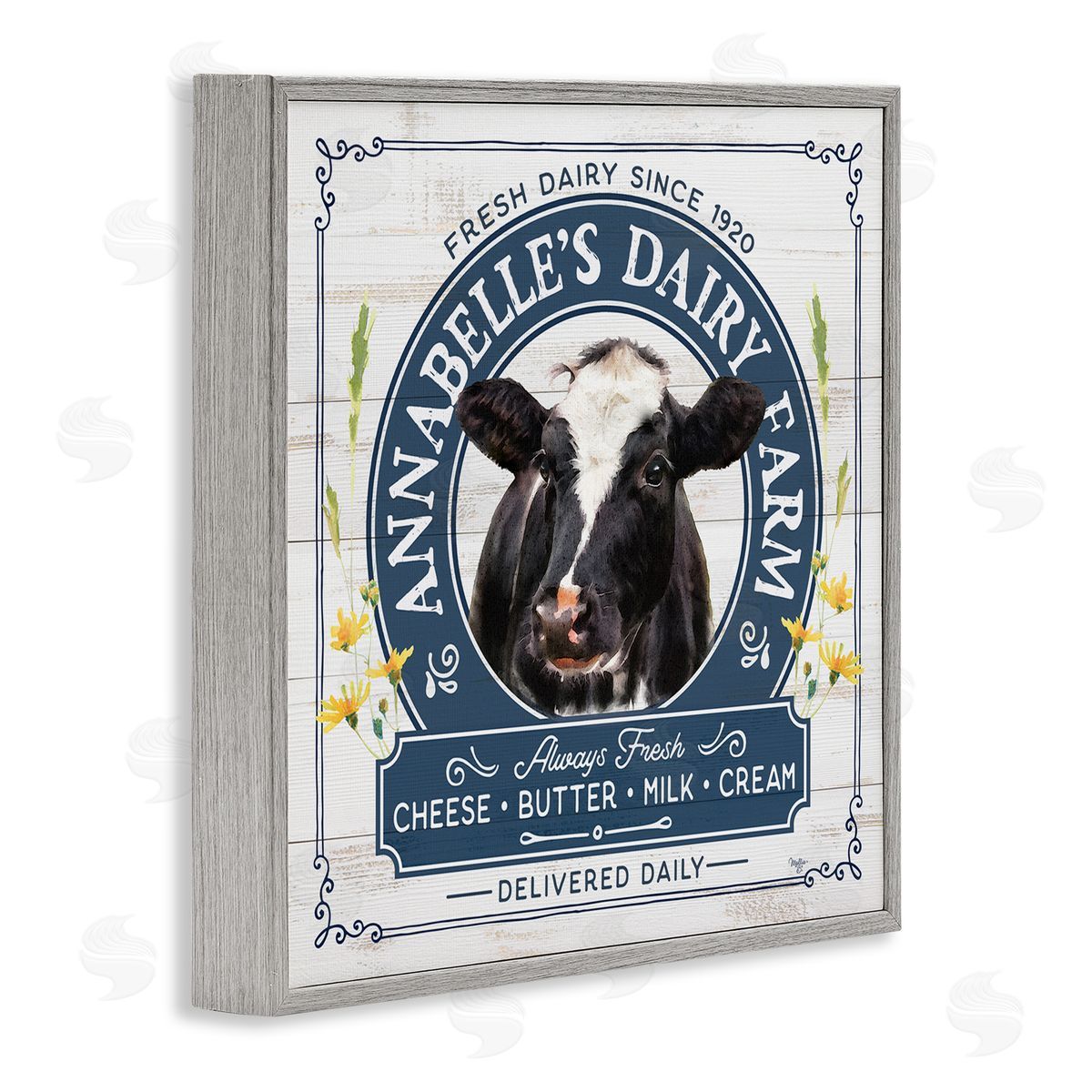 Mollie B. Rustic Dairy Farm Ad Gray Framed Glicee Wall Art Print