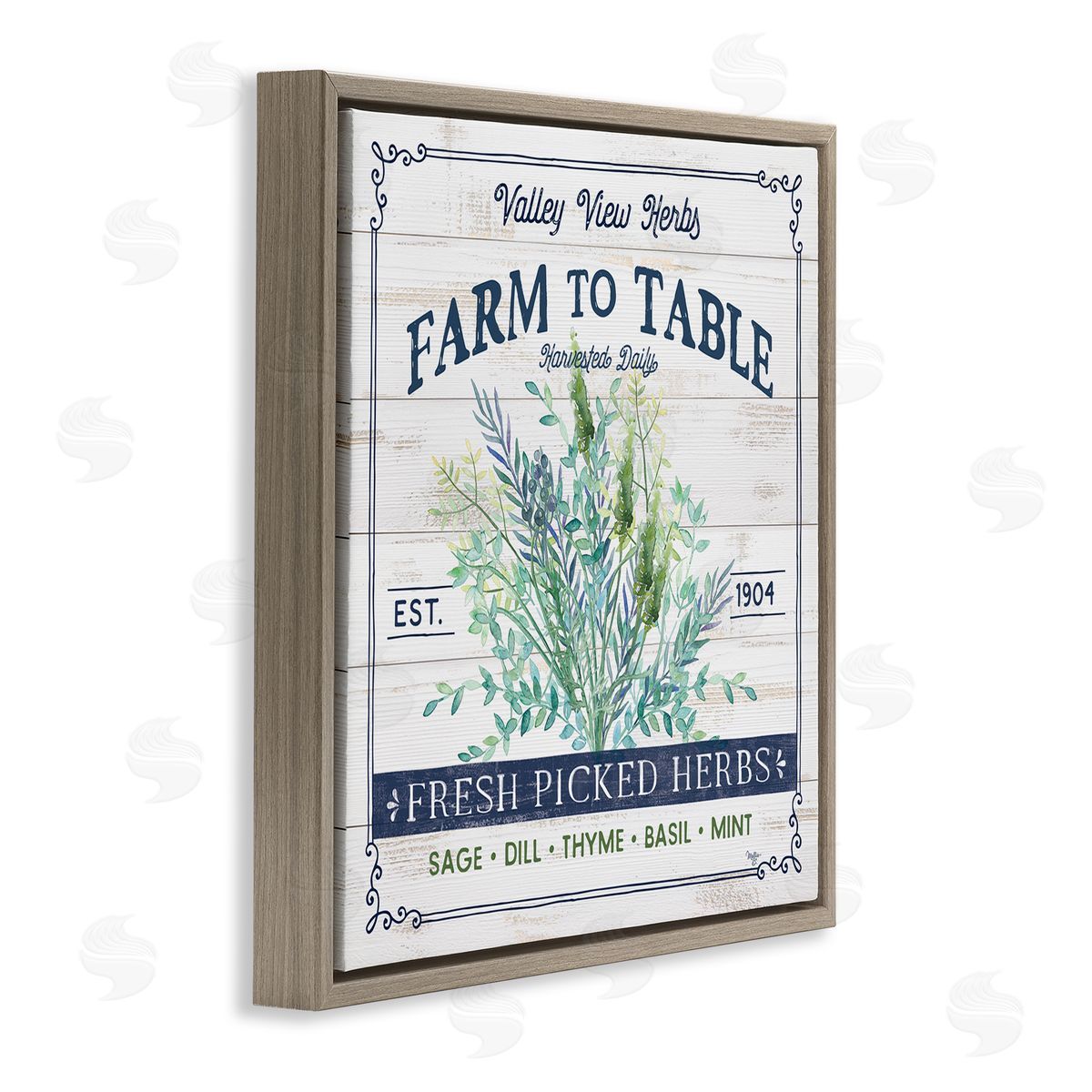Mollie B. Fresh Picked Herbs Phrase Brown Floating Frame Canvas Wall Art Print