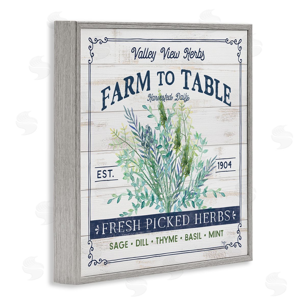 Mollie B. Fresh Picked Herbs Phrase Gray Framed Glicee Wall Art Print