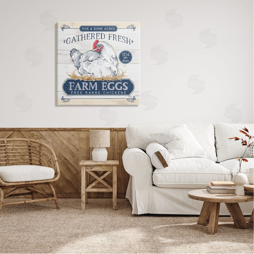 Mollie B. Fresh Farm Eggs Rustic Canvas Wall Art in Room