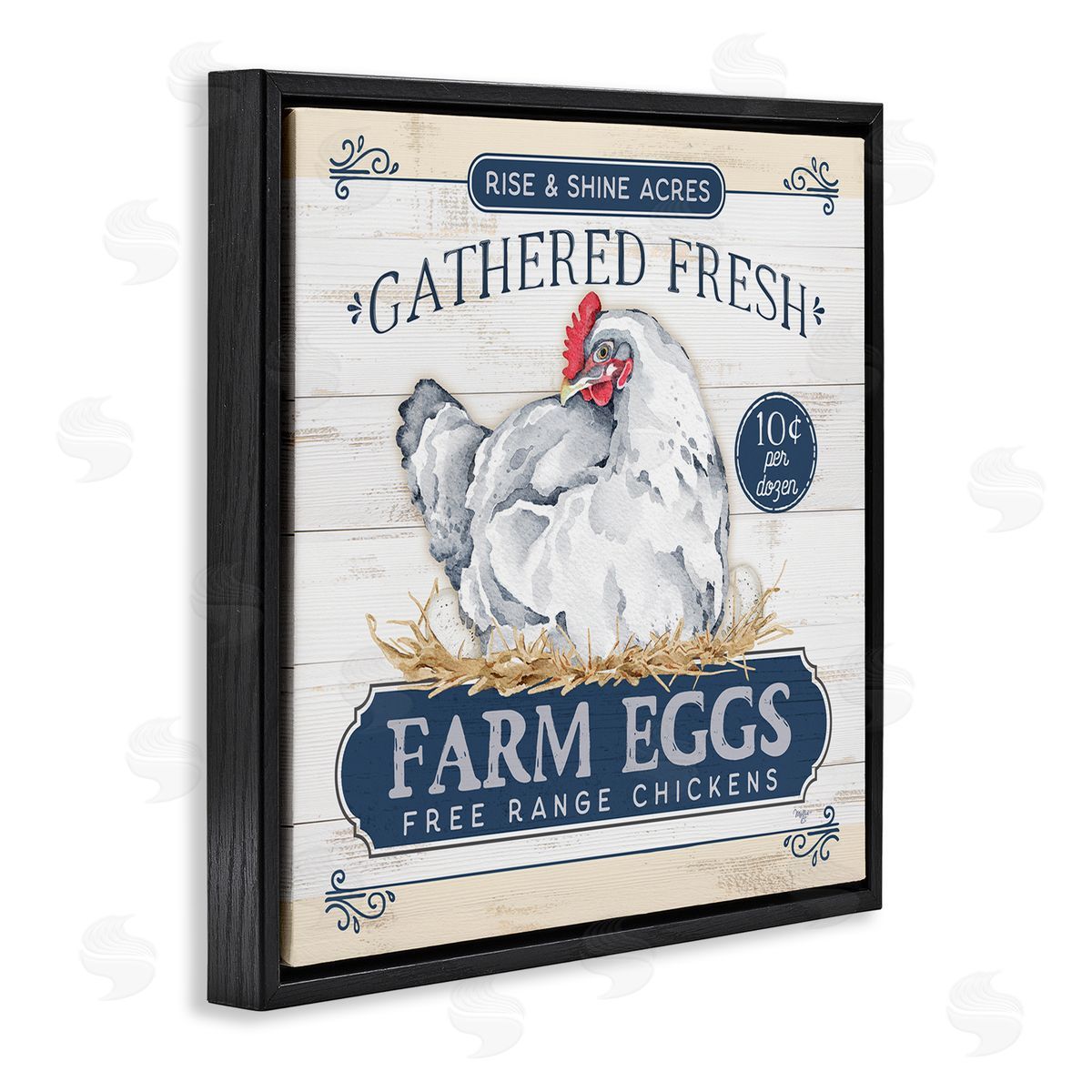 Mollie B. Fresh Farm Eggs Rustic Black Floating Frame Canvas Wall Art Print