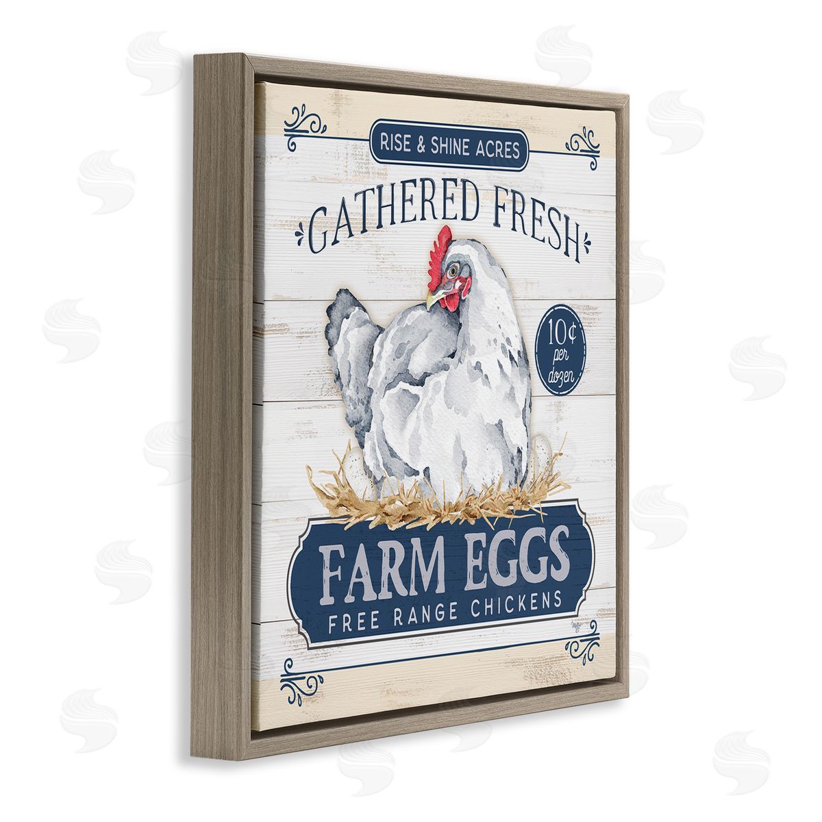 Mollie B. Fresh Farm Eggs Rustic Brown Floating Frame Canvas Wall Art Print