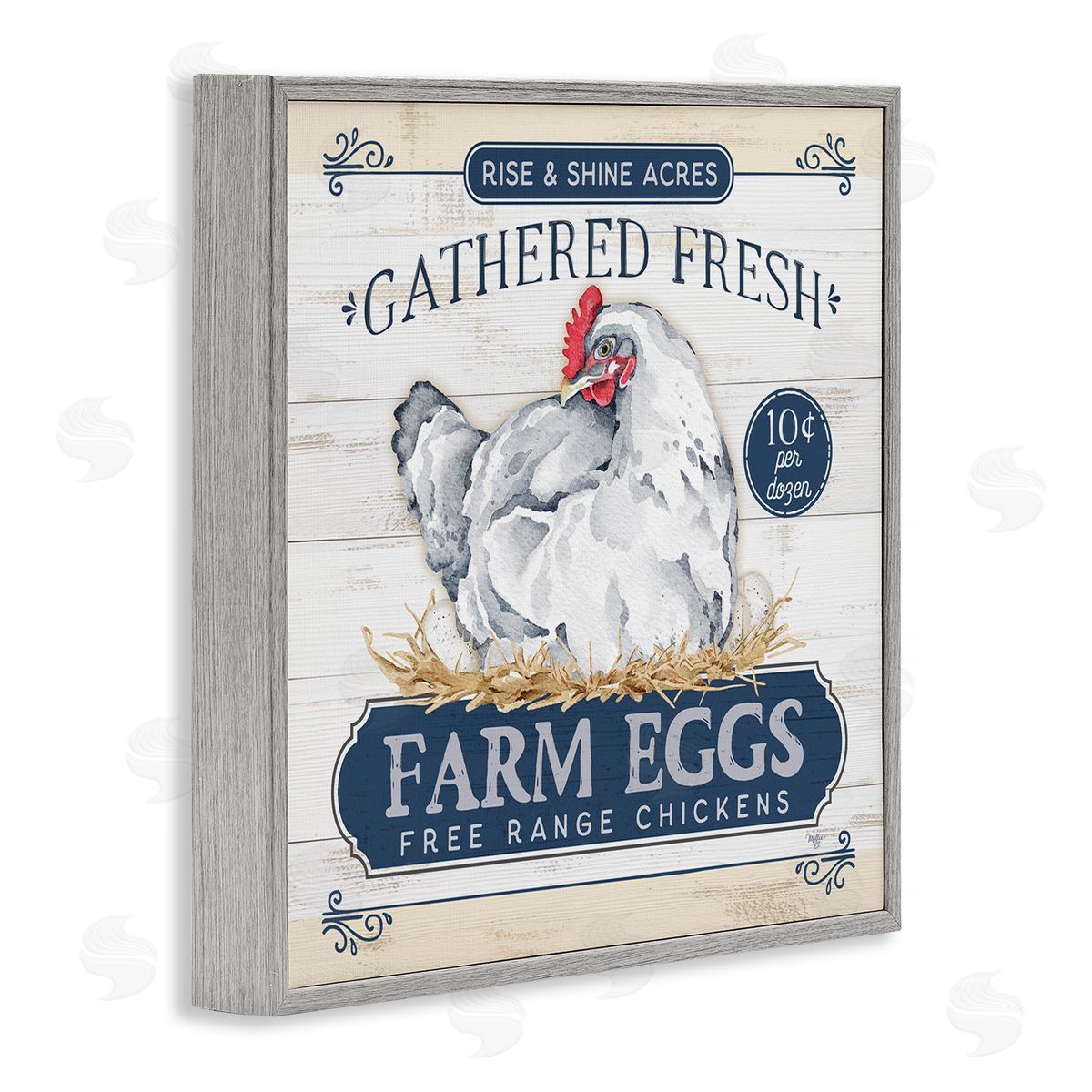 Mollie B. Fresh Farm Eggs Rustic Gray Framed Glicee Wall Art Print