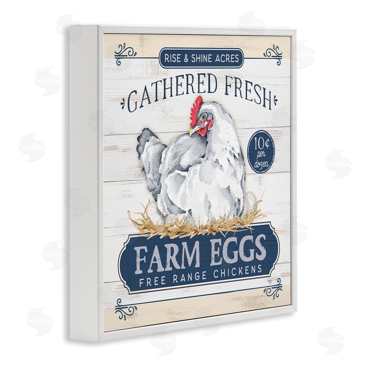 Mollie B. Fresh Farm Eggs Rustic White Framed Glicee Wall Art Print