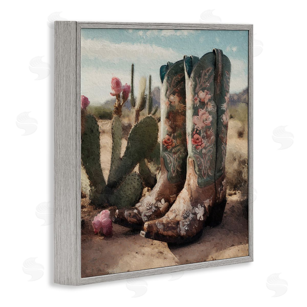 LSR Design Studio Cowgirl Boots in Desert Gray Framed Glicee Wall Art Print