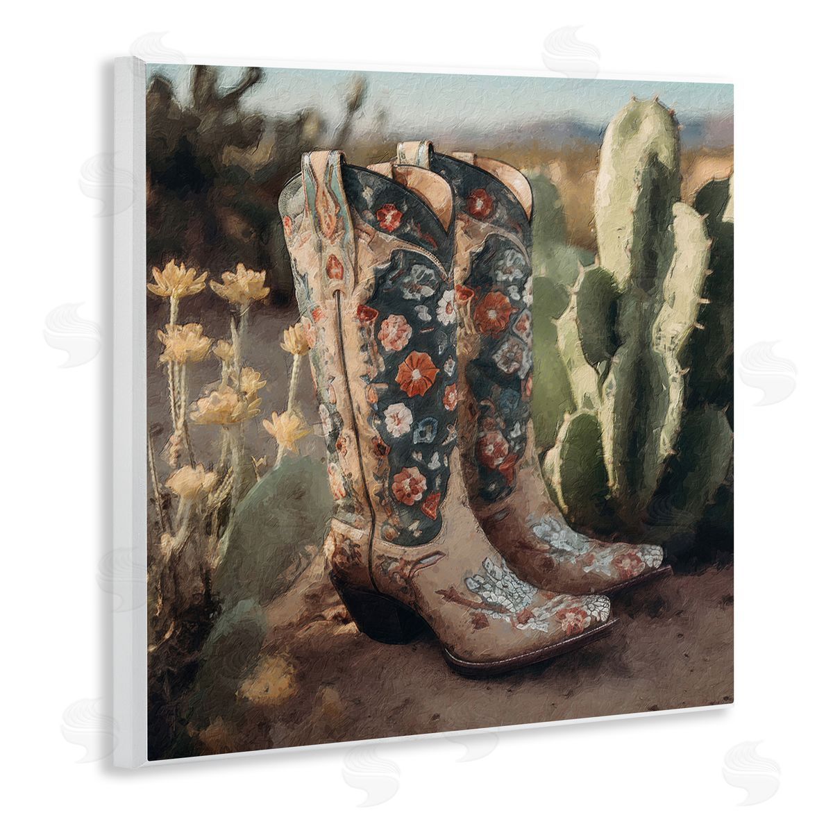 LSR Design Studio Cowgirl Boots Landscape Wooden Wall Plaque Art Print