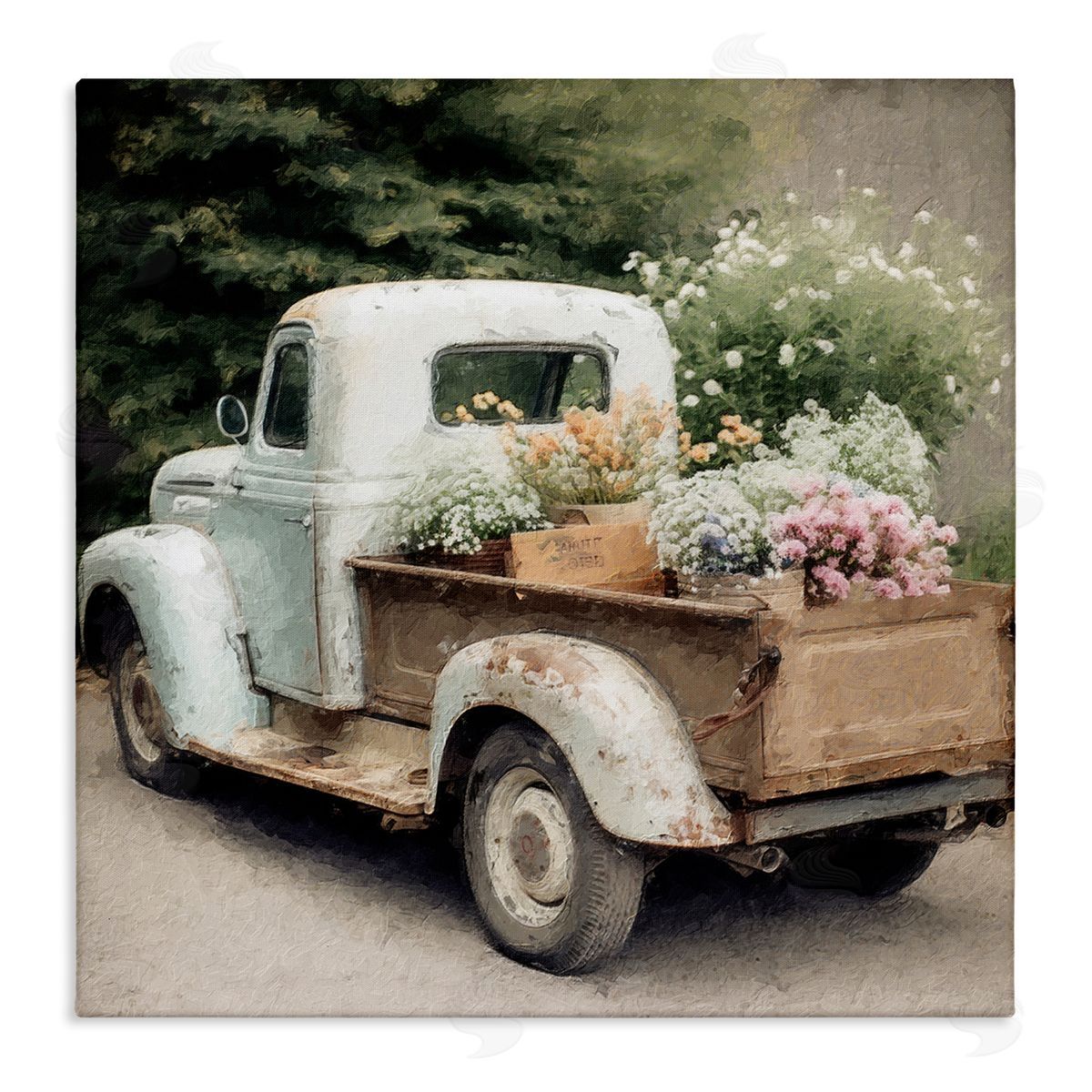 Country Florals in Truck Canvas Wall Art, Home Decor by LSR Design Studio