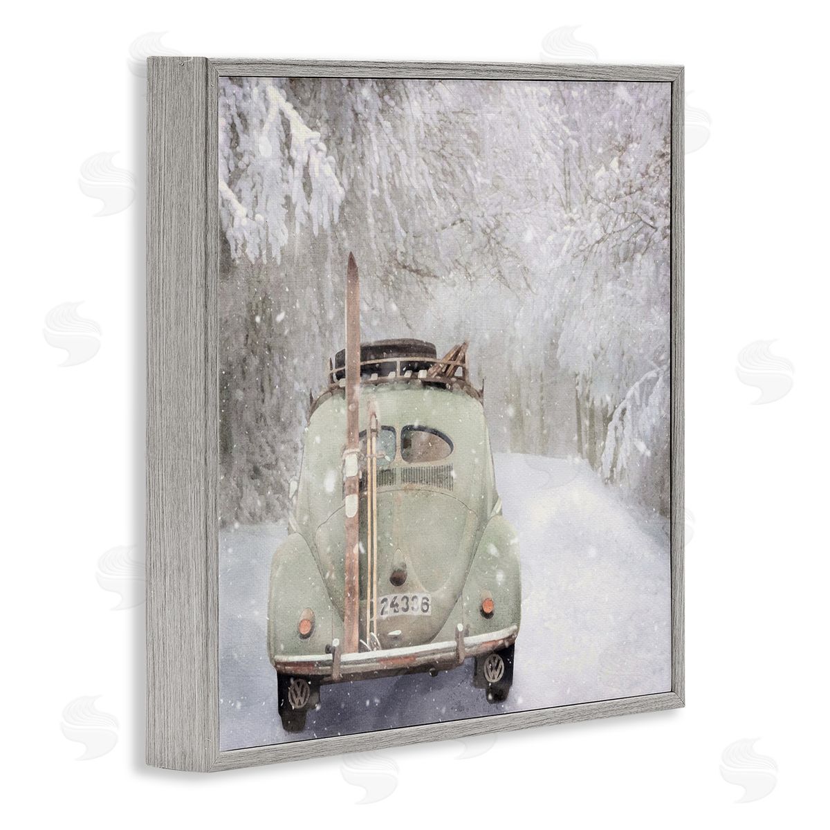LSR Design Studio Vintage Buggy in Snow Gray Framed Glicee Wall Art Print
