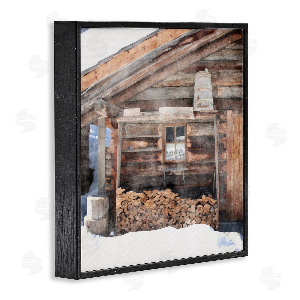 LSR Design Studio Lumber at Winter Cabin Black Framed Glicee Wall Art Print