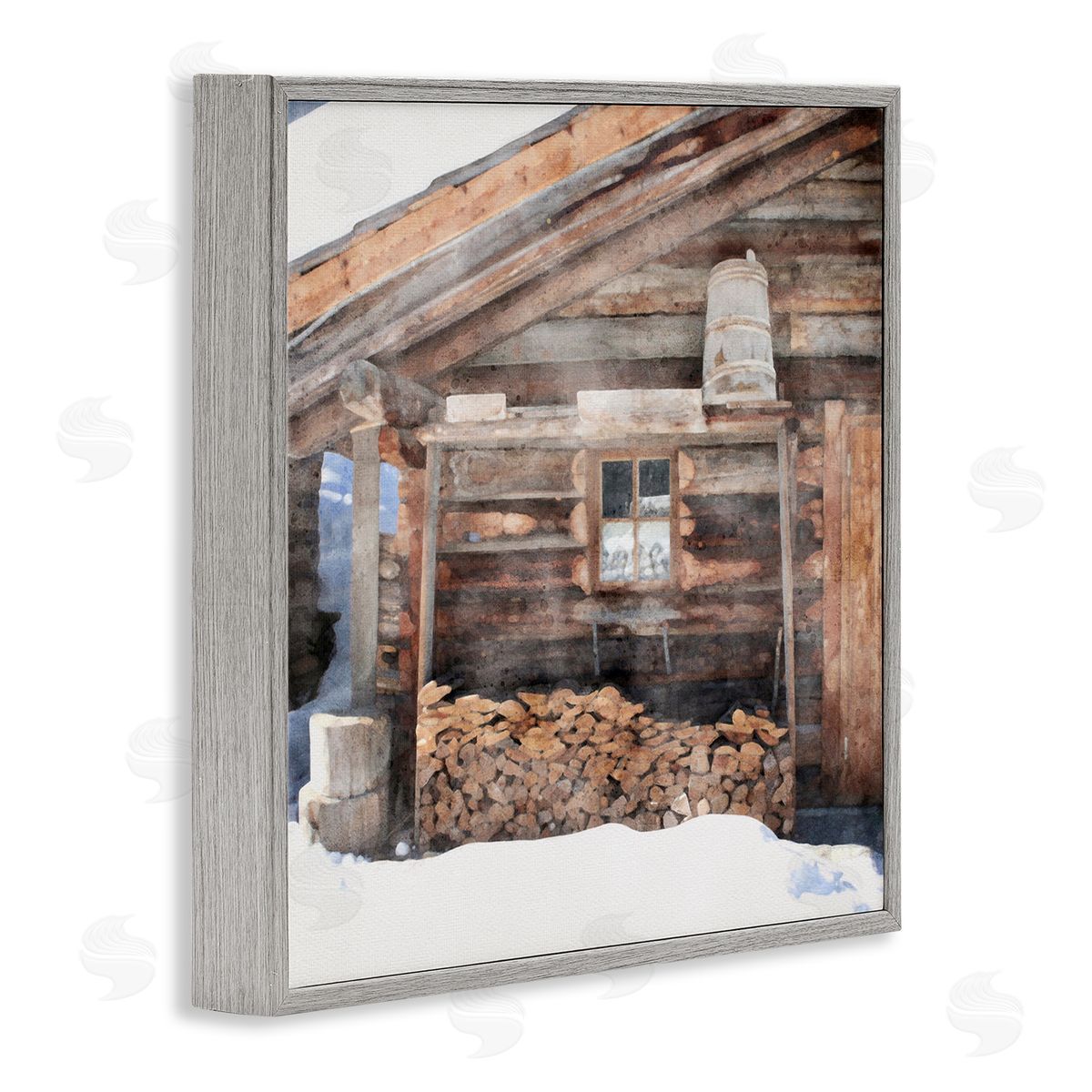 LSR Design Studio Lumber at Winter Cabin Gray Framed Glicee Wall Art Print