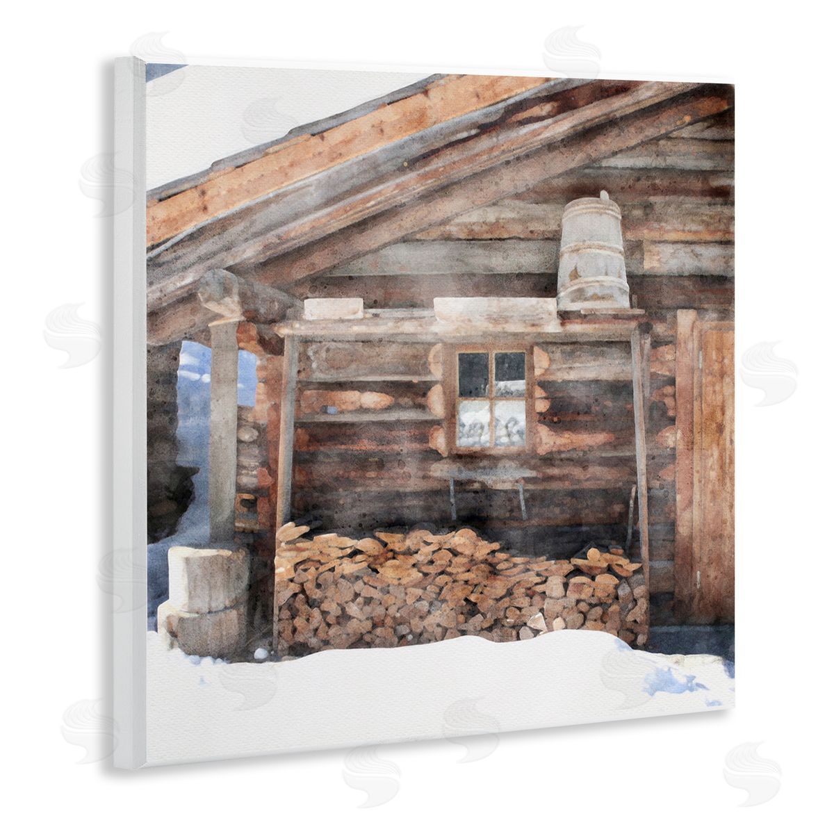 LSR Design Studio Lumber at Winter Cabin Wooden Wall Plaque Art Print