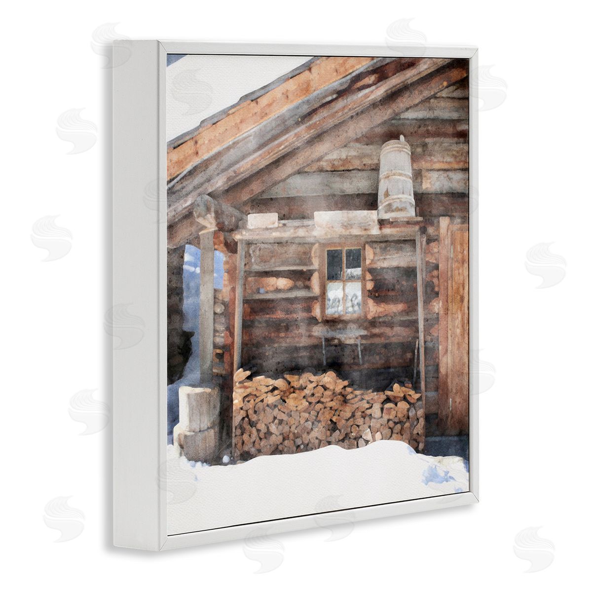 LSR Design Studio Lumber at Winter Cabin White Framed Glicee Wall Art Print