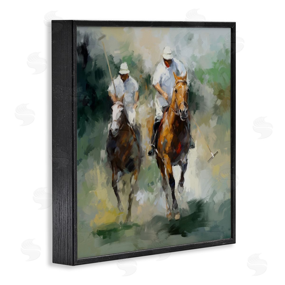 Ziwei Li Two Polo Players Abstract Black Framed Glicee Wall Art Print