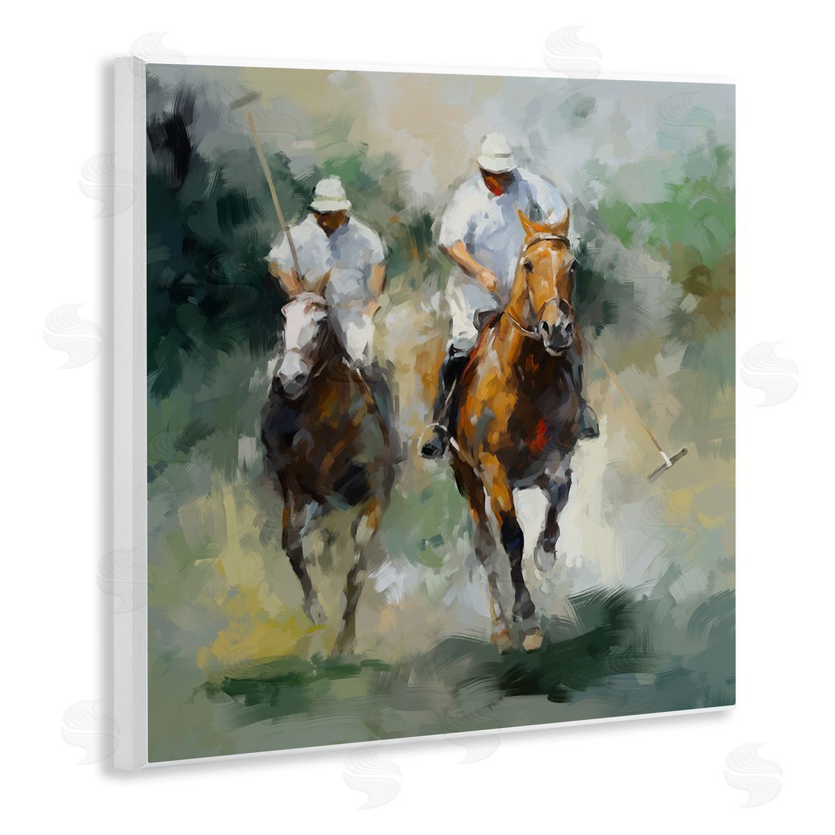 Ziwei Li Two Polo Players Abstract Wooden Wall Plaque Art Print