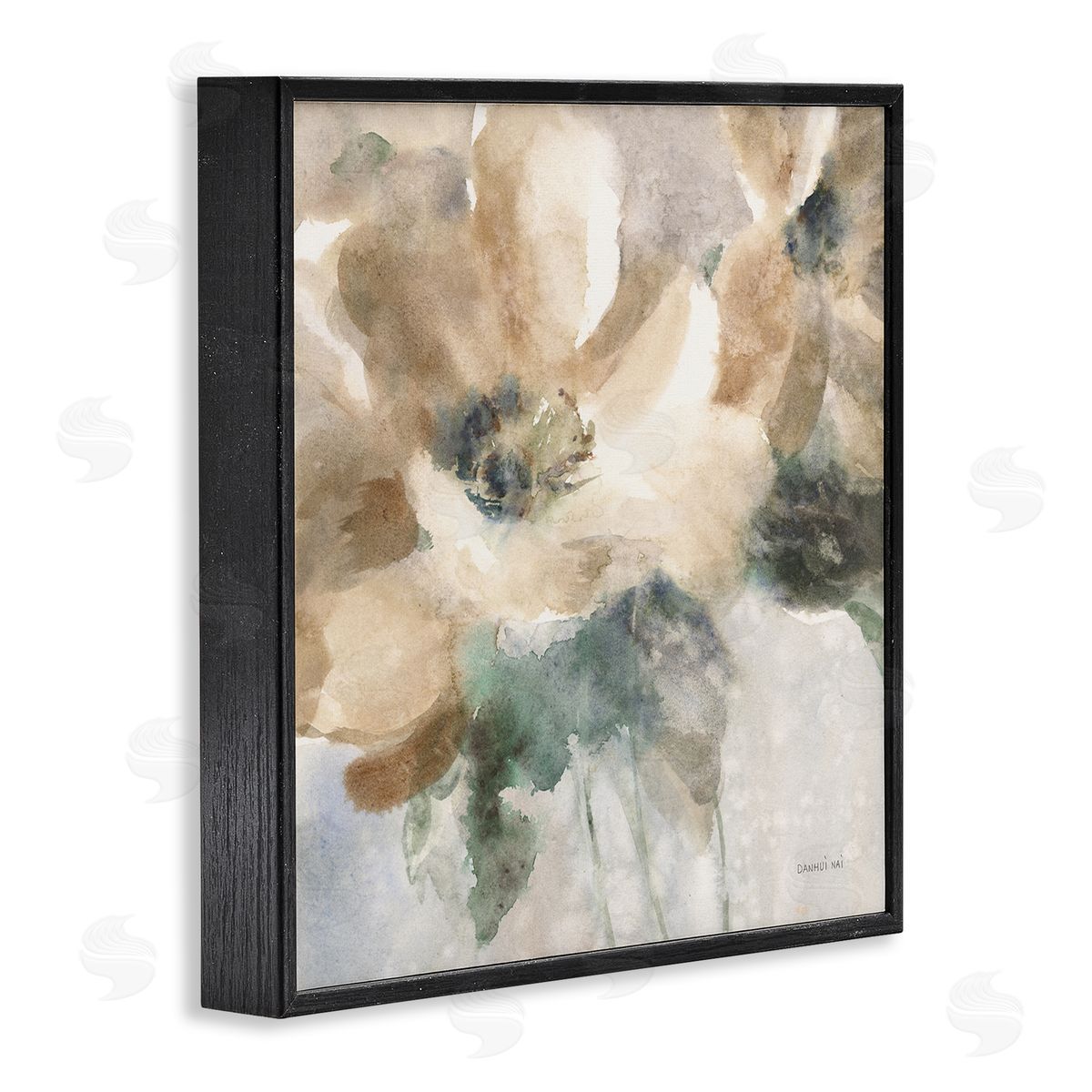 Danhui Nai Abstract Beige Flower Black Framed Glicee Wall Art Print