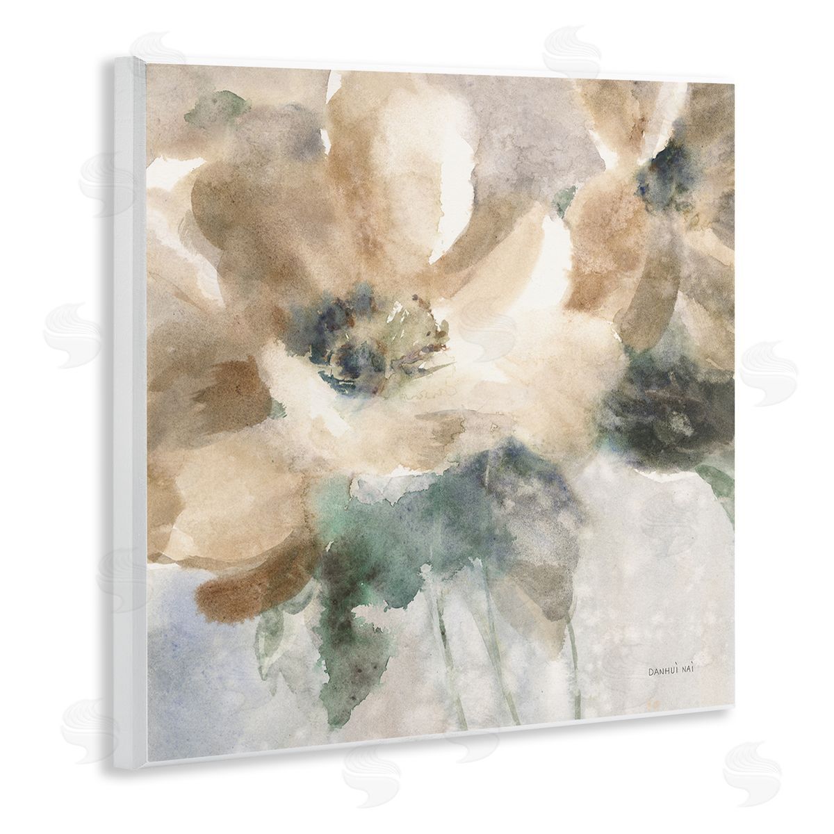 Danhui Nai Abstract Beige Flower Wooden Wall Plaque Art Print