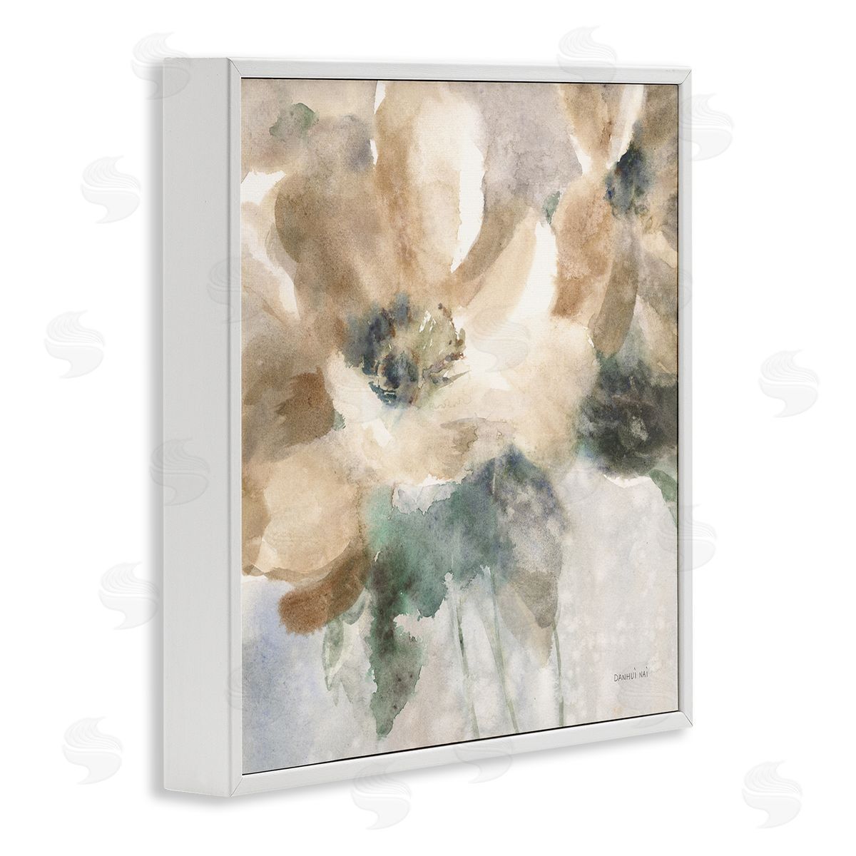 Danhui Nai Abstract Beige Flower White Framed Glicee Wall Art Print