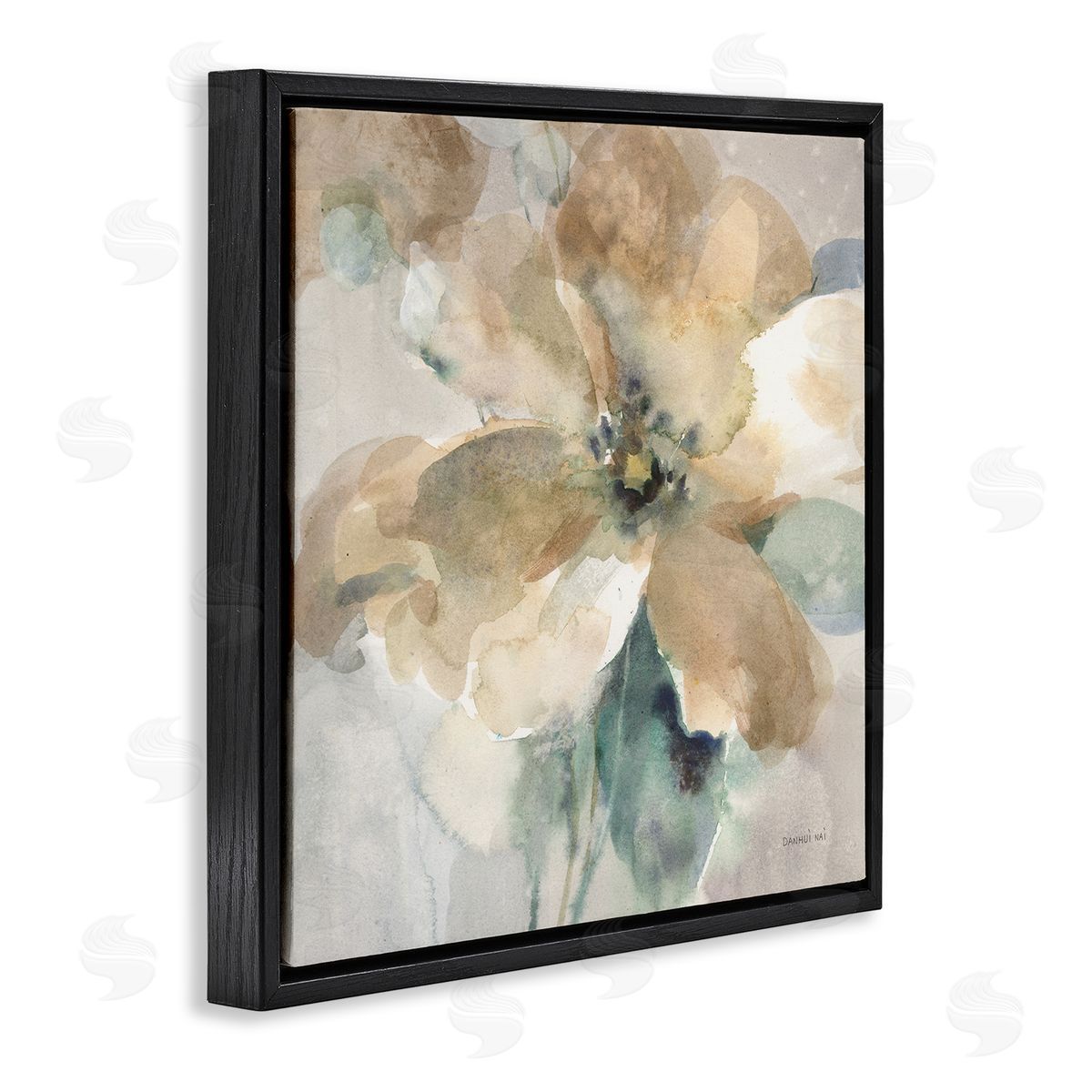 Danhui Nai Abstract Flower Petals Black Floating Frame Canvas Wall Art Print