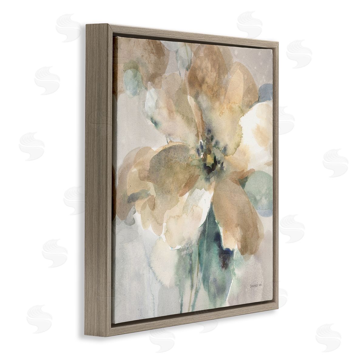 Danhui Nai Abstract Flower Petals Brown Floating Frame Canvas Wall Art Print