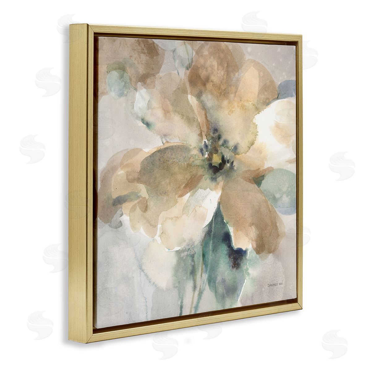Danhui Nai Abstract Flower Petals Gold Floating Frame Canvas Wall Art Print