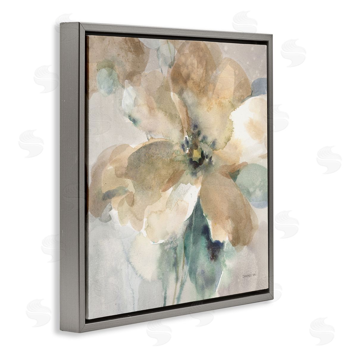 Danhui Nai Abstract Flower Petals Gray Floating Frame Canvas Wall Art Print