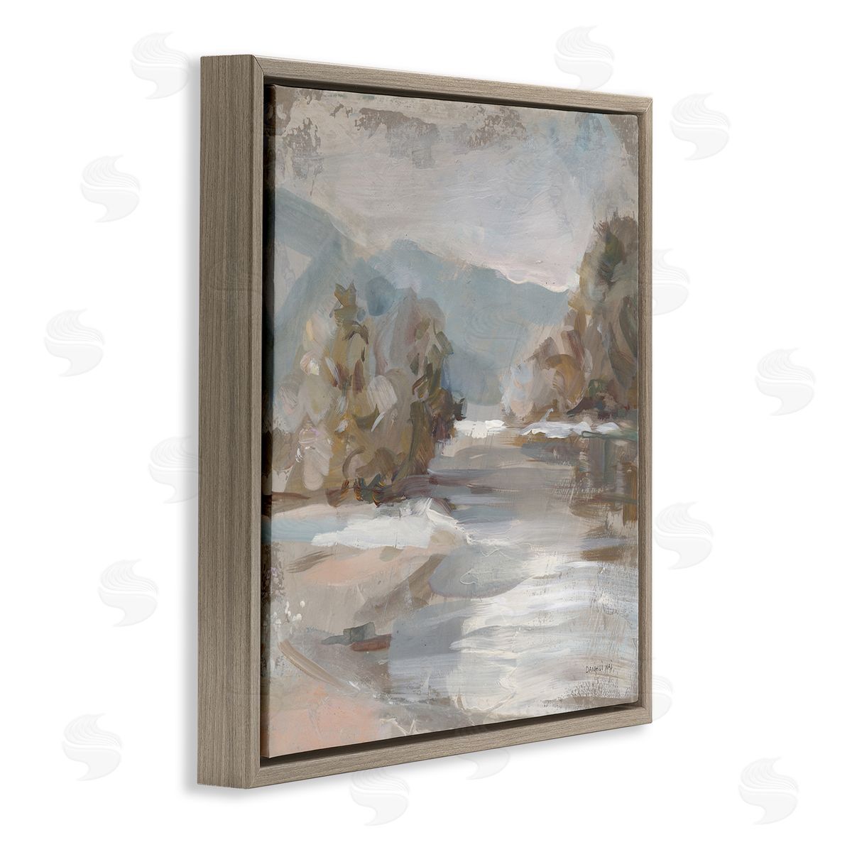 Danhui Nai Gentle Valley Landscape Brown Floating Frame Canvas Wall Art Print